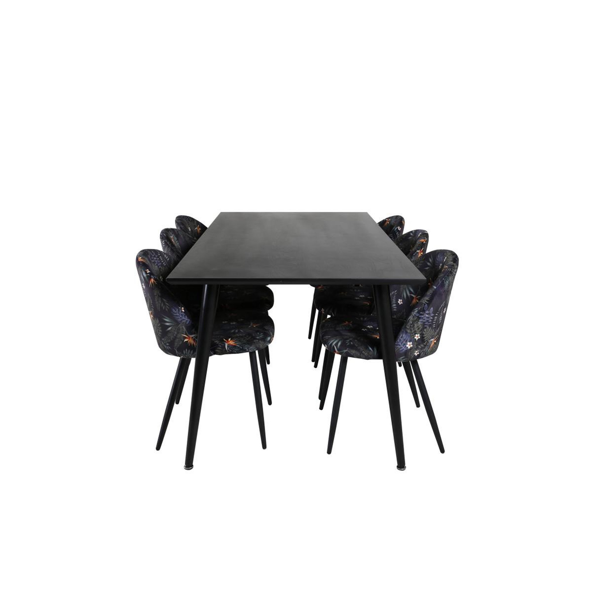 Voir la diapositive 2 : Paris Prix Ensemble table à manger & 6 chaises  dipp & velvet  180cm noir & multicolore