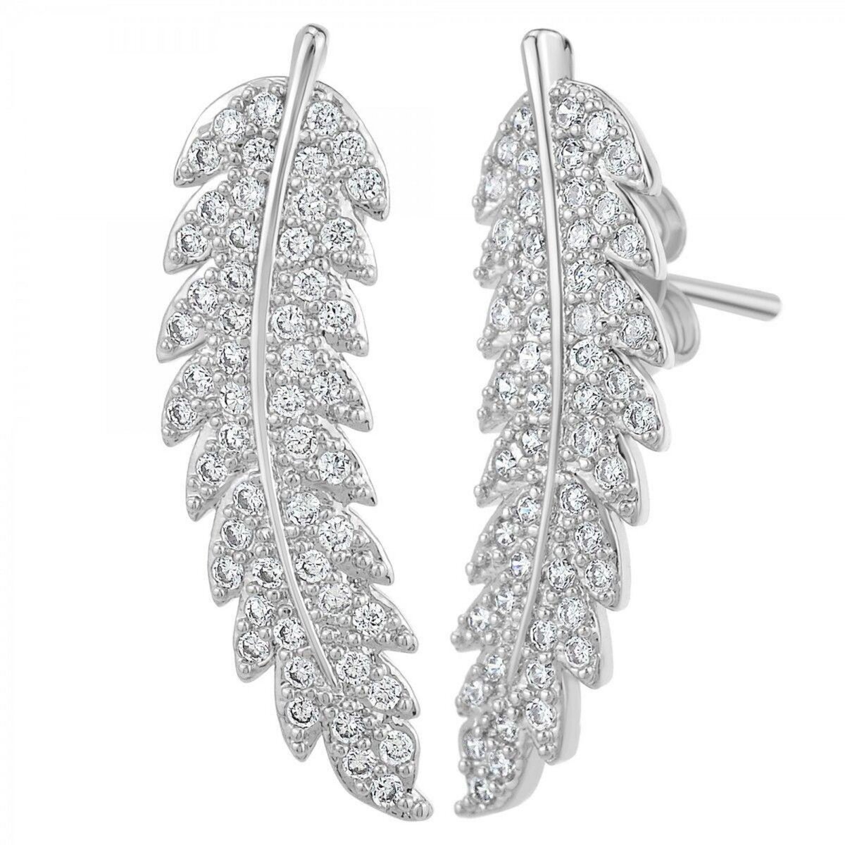 SC CRYSTAL Boucles d'oreilles plumes SC Crystal ornées de Cristaux scintillants