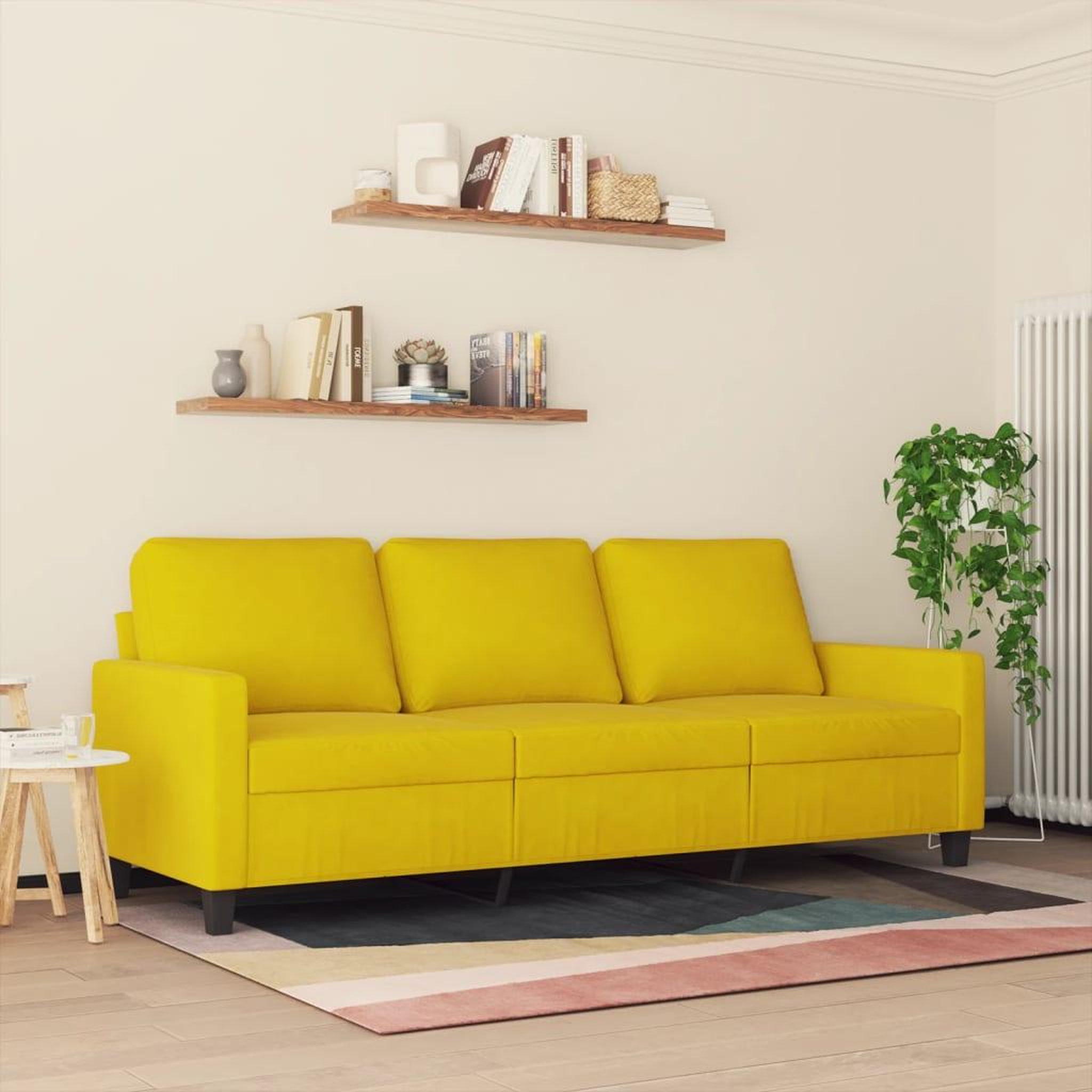 Voir la diapositive 3 : VIDAXL Canape a 3 places Jaune 180 cm Velours