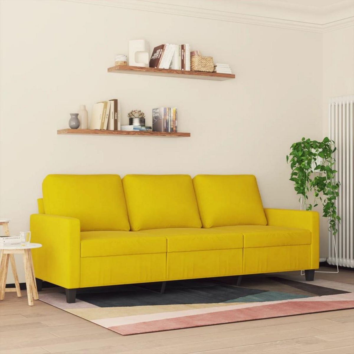 VIDAXL Canape a 3 places Jaune 180 cm Velours