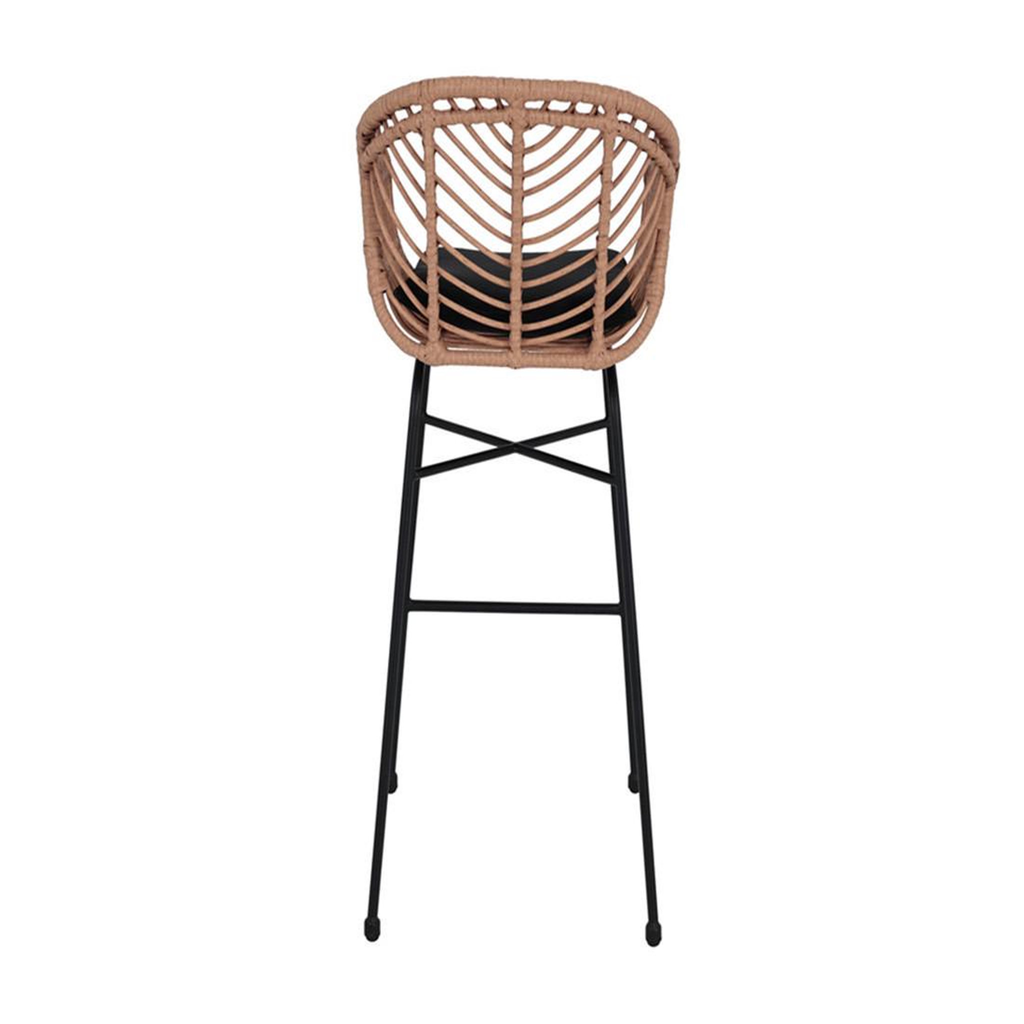 Voir la diapositive 5 : BEST MOBILIER Rosano - lot de 4 tabourets - effet rotin - couleur bois et noir