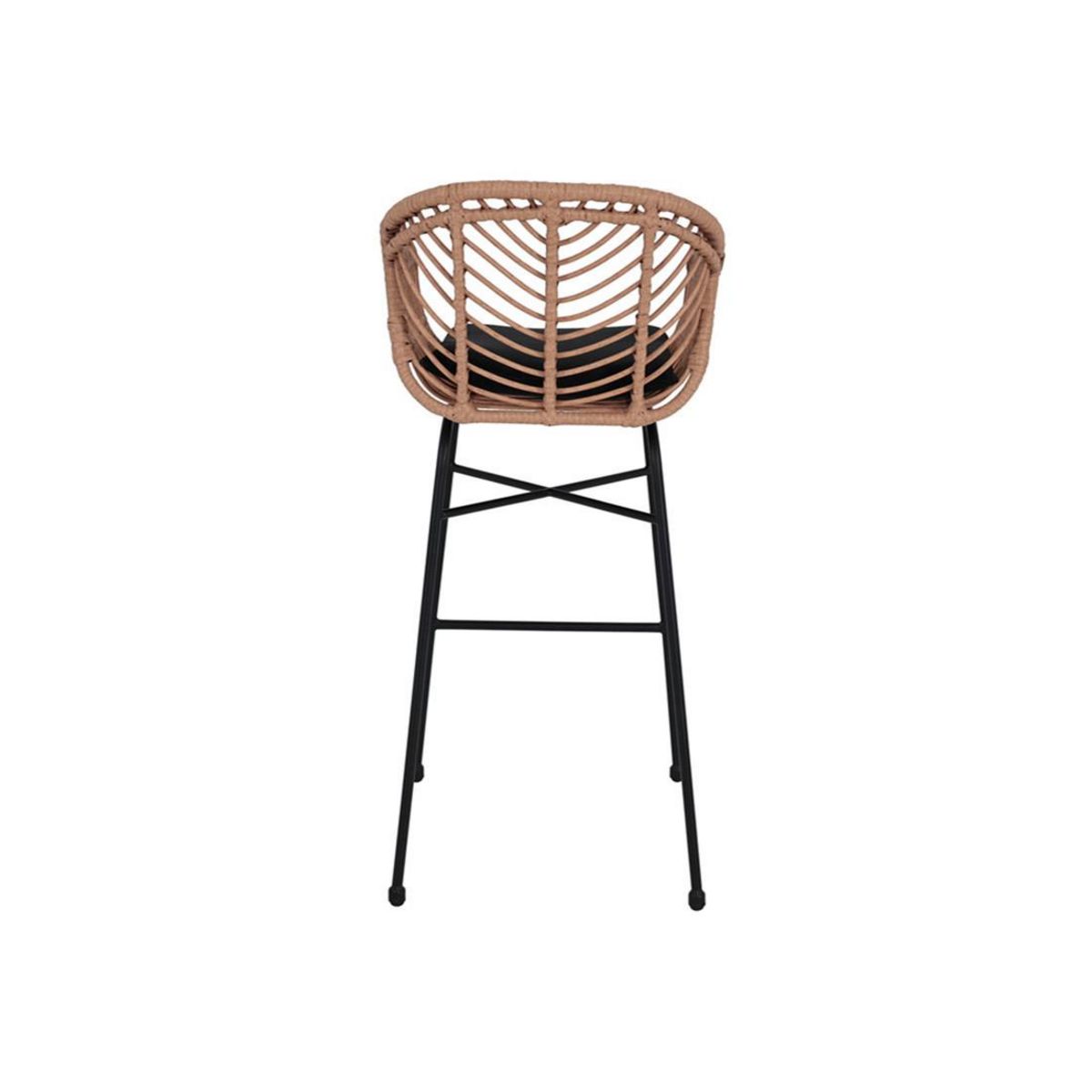 LISA DESIGN Rosano - lot de 4 tabourets - effet rotin - couleur bois et noir