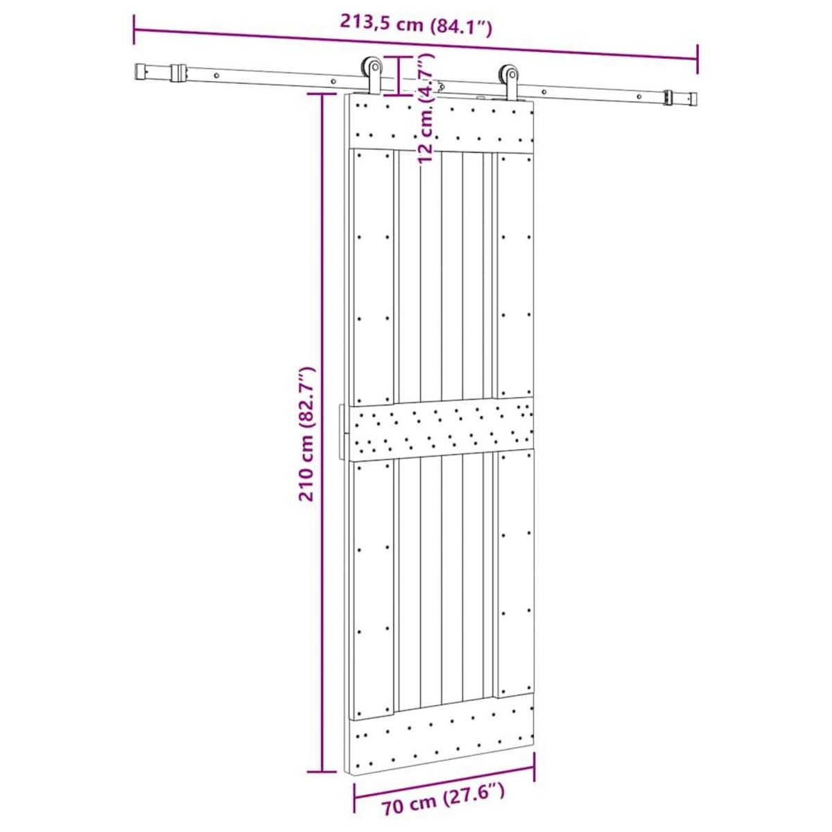 VIDAXL Porte coulissante et kit de quincaillerie 70x210 cm pin massif