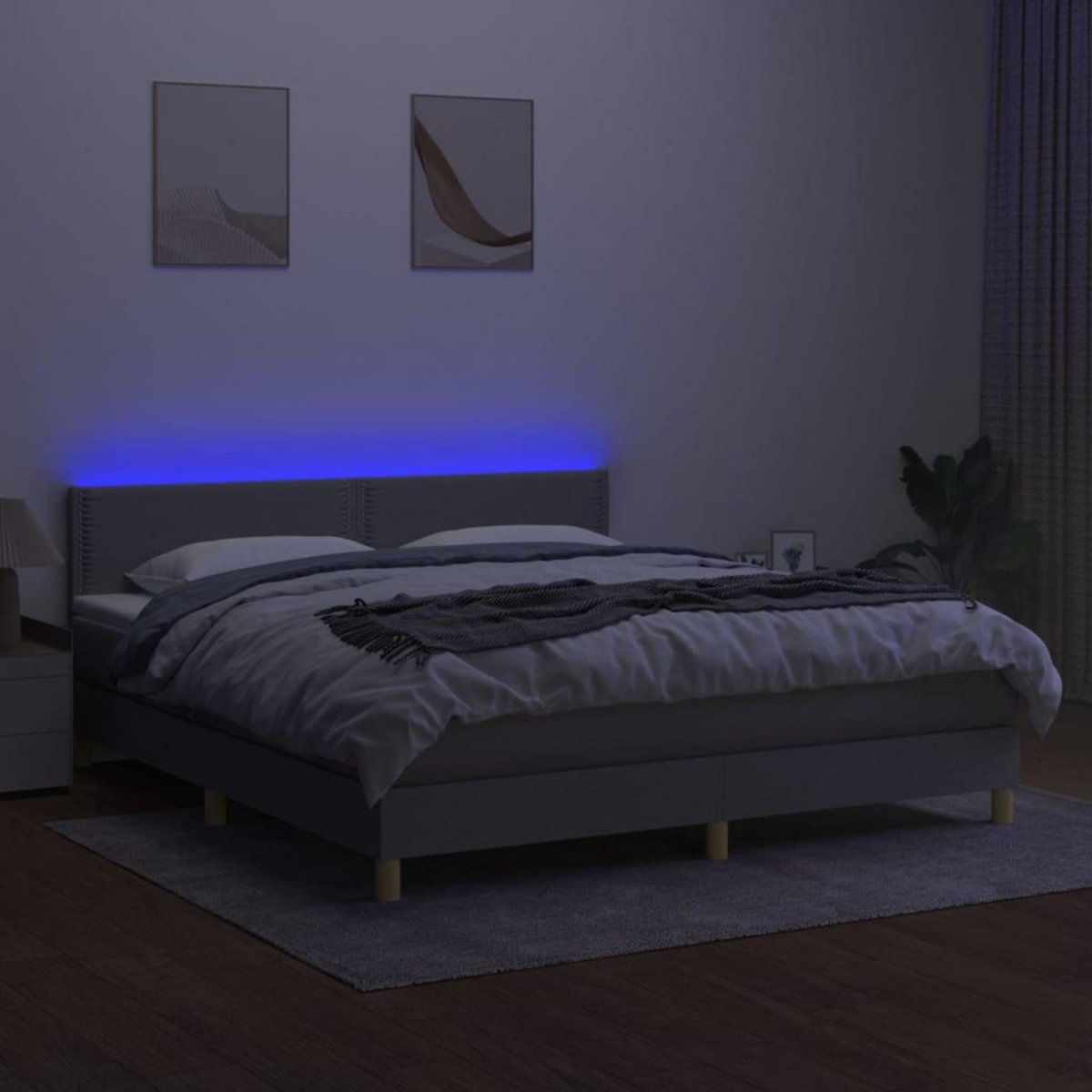 VIDAXL Sommier a lattes de lit et matelas et LED Gris clair 180x200 cm