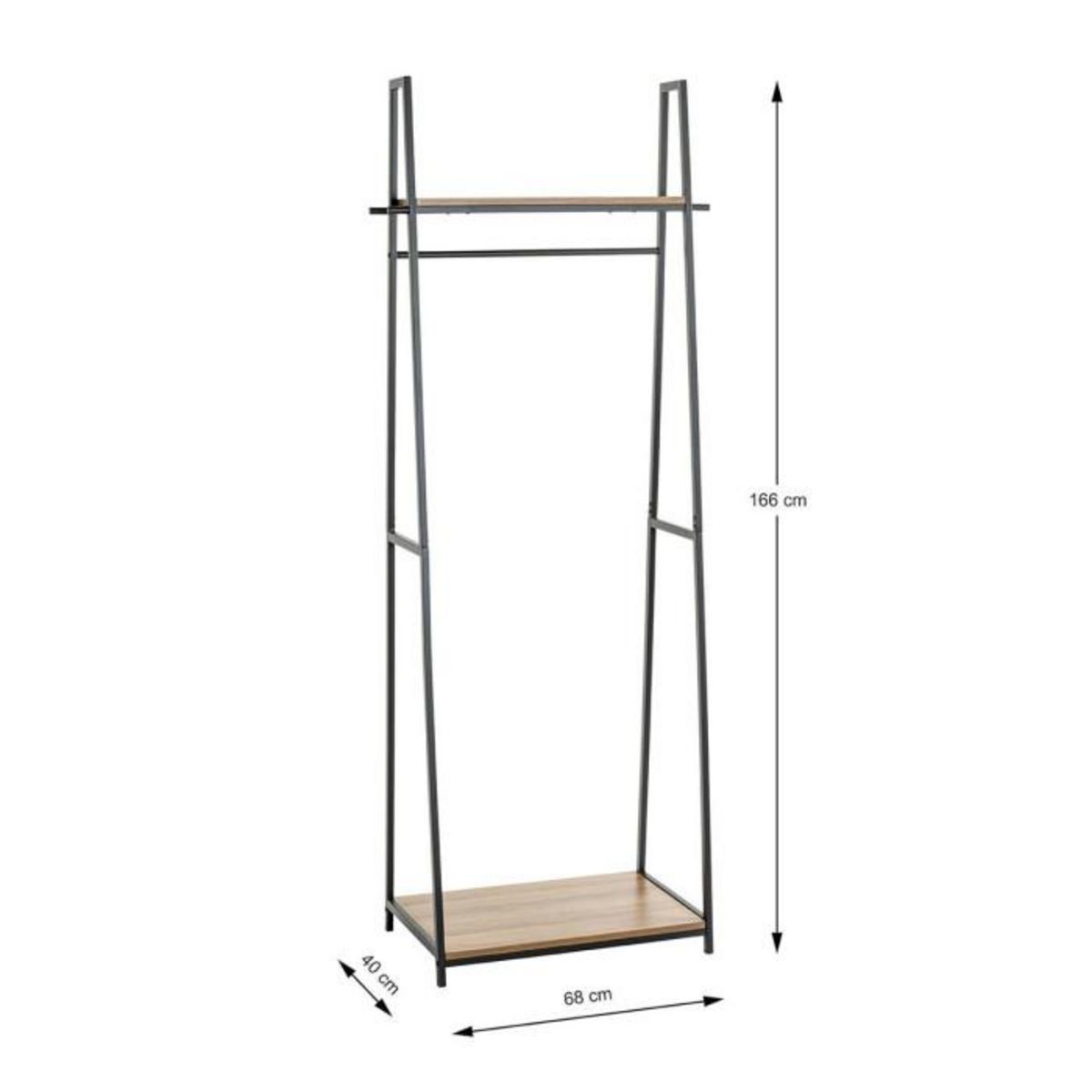 Paris Prix Portant à Vêtements Design  Miranda  166cm Chêne Foncé & Noir