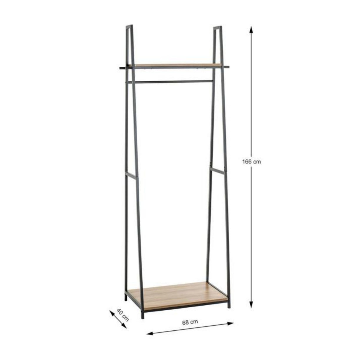 Paris Prix Portant à Vêtements Design  Miranda  166cm Chêne Foncé & Noir