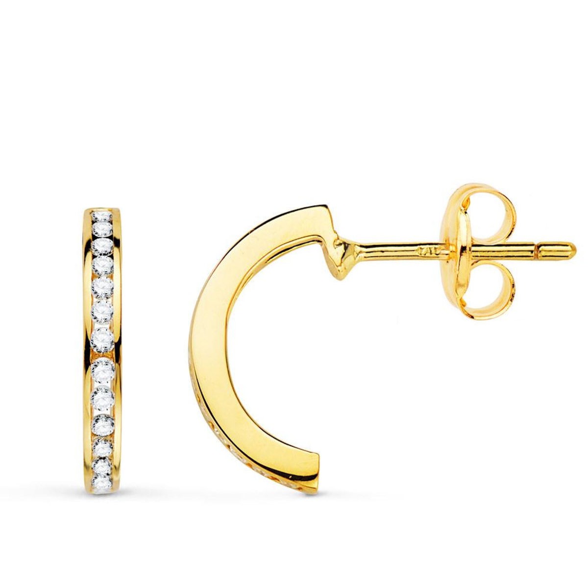 L'ATELIER D'AZUR Boucles d'Oreilles Demi Créoles  Diamants de Synthèse 0.224 Carats - Or 18 Carats 750 Jaune