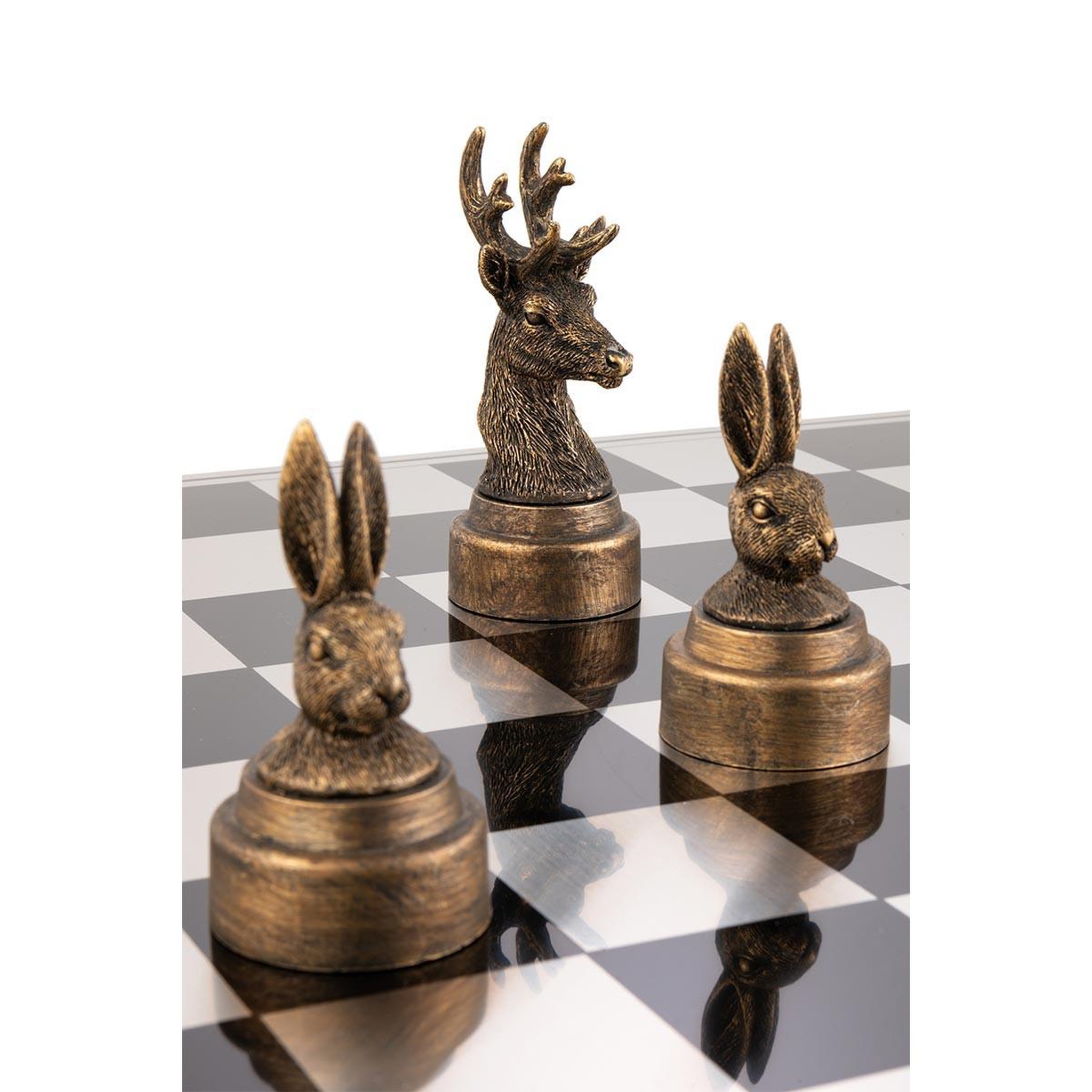 Voir la diapositive 5 : J-LINE Jeu d'échecs design  animaux  60cm multicolore
