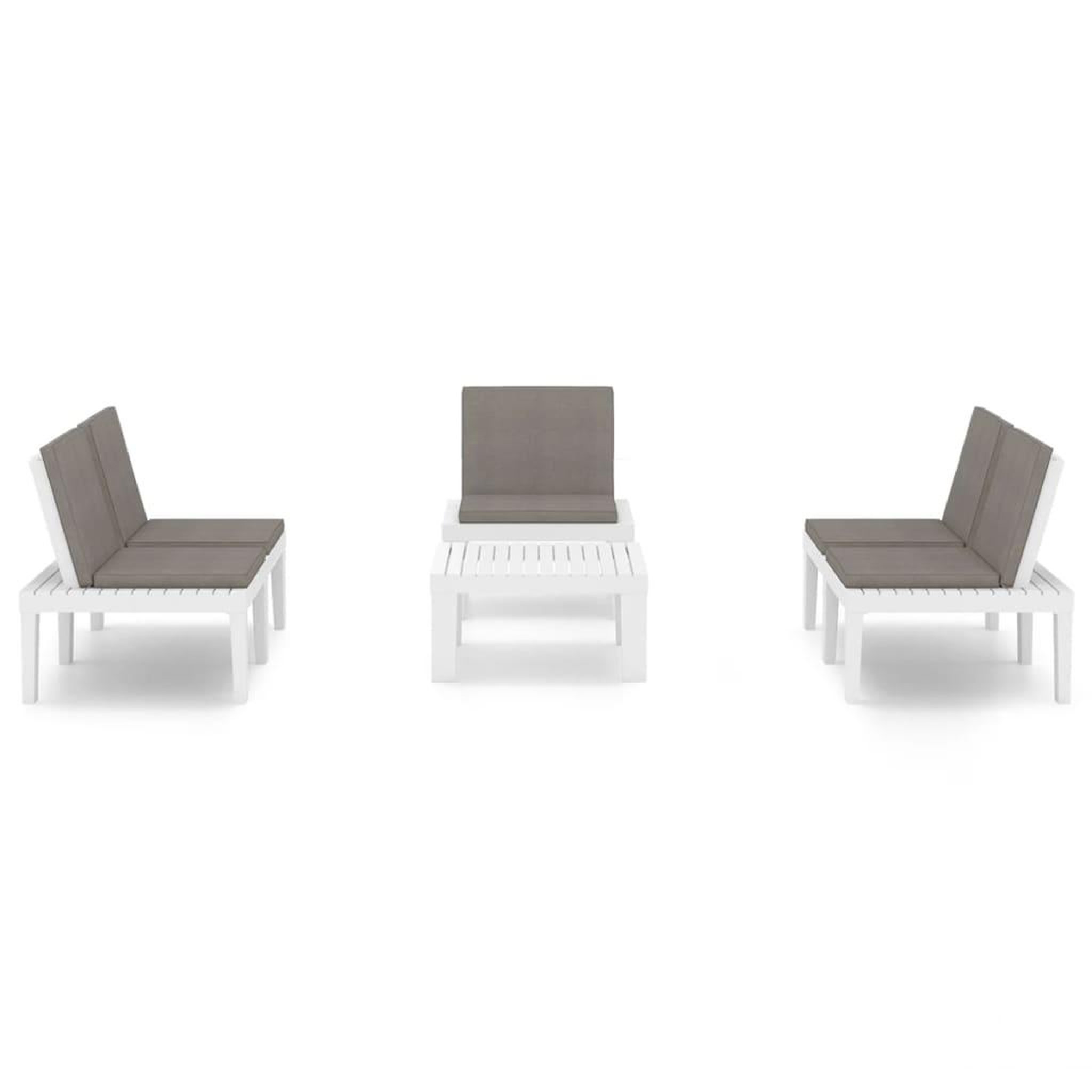 Voir la diapositive 3 : VIDAXL Salon de jardin 4 pcs avec coussins Plastique Blanc