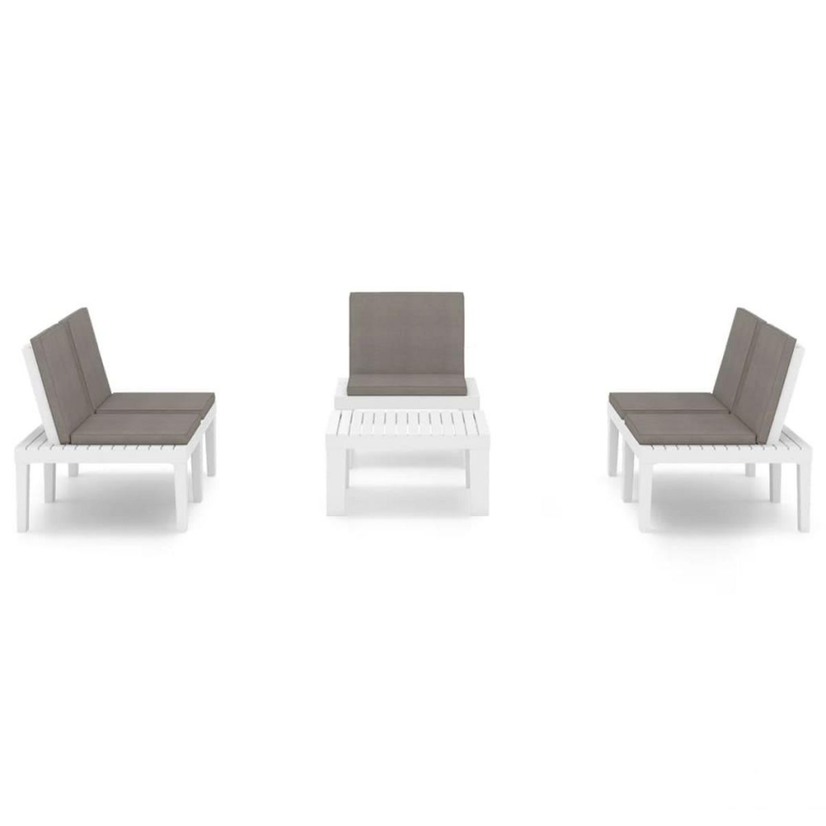 VIDAXL Salon de jardin 4 pcs avec coussins Plastique Blanc