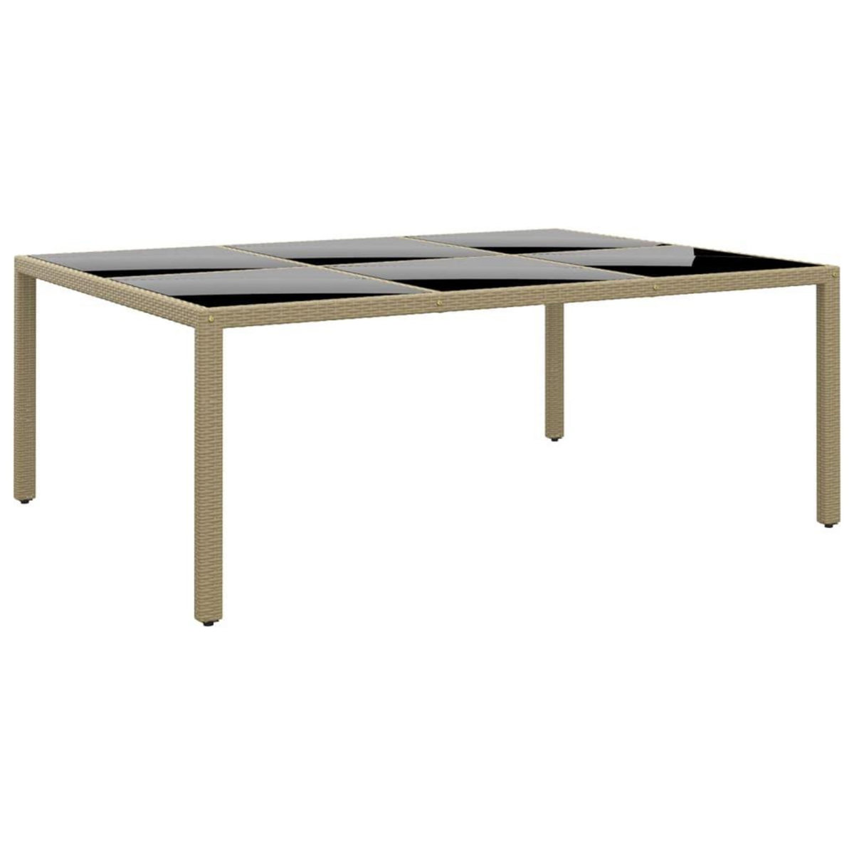 VIDAXL Table de jardin 200x150x75 cm Verre trempe/resine tressee Beige