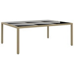 VIDAXL Table de jardin 200x150x75 cm Verre trempe/resine tressee Beige