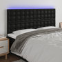 Voir la diapositive 1 : VIDAXL Tete de lit a LED Noir 180x5x118/128 cm Similicuir