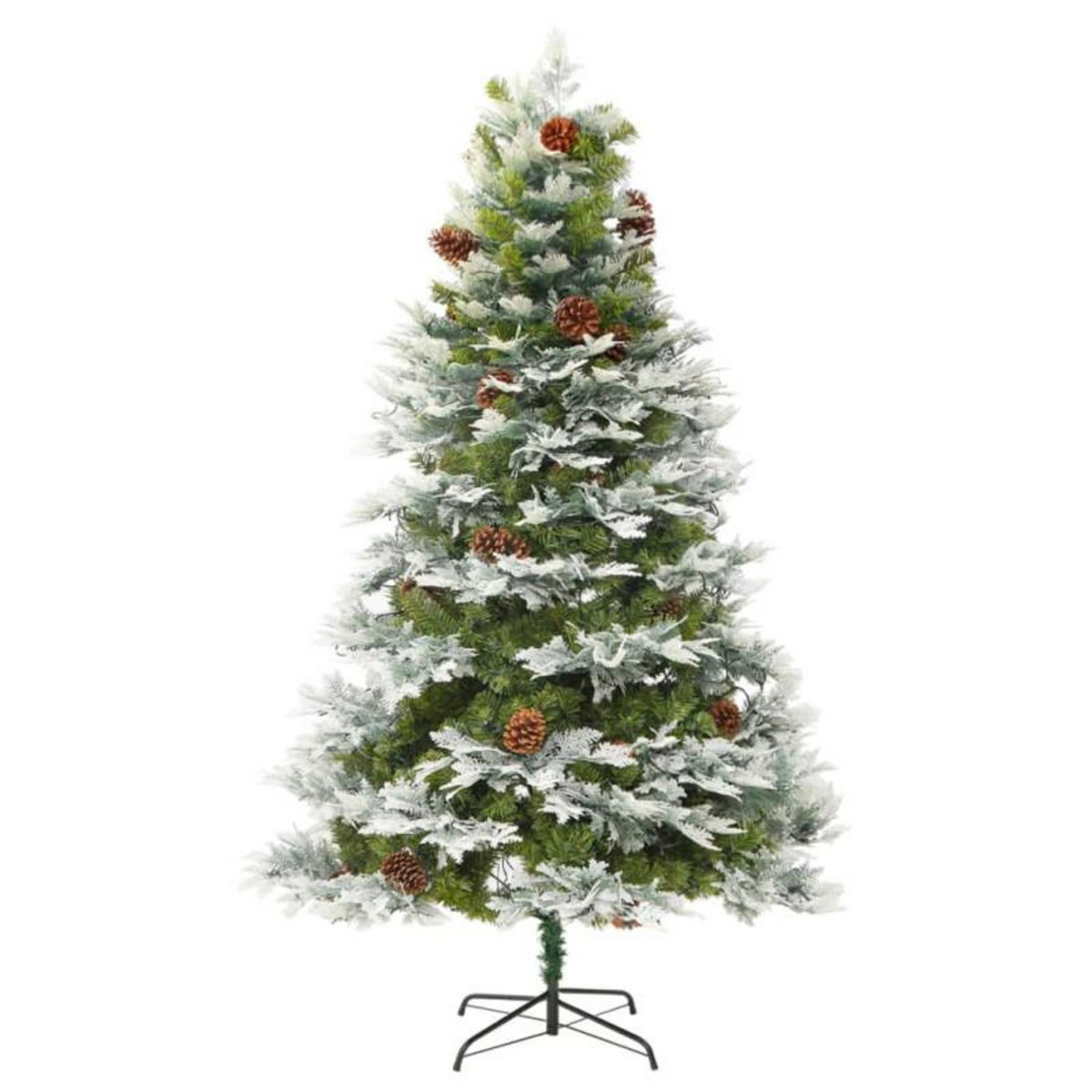 VIDAXL Sapin de Noël pré éclairé et pommes de pin vert 195cm PVC et PE