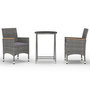 Voir la diapositive 1 : VIDAXL Ensemble de bistro 3 pcs Resine tressee et verre trempe Gris