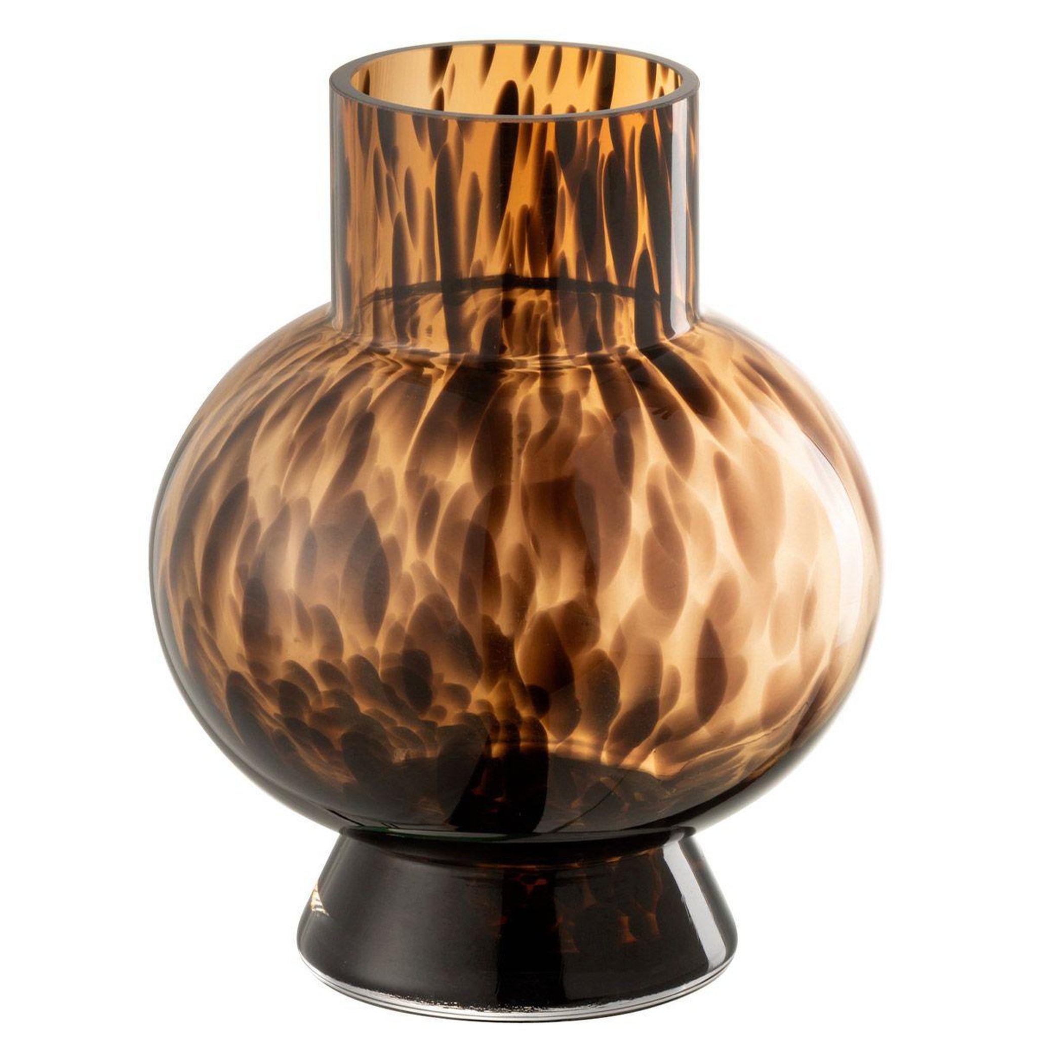 J-LINE Vase boule en verre design  poiso  22cm marron