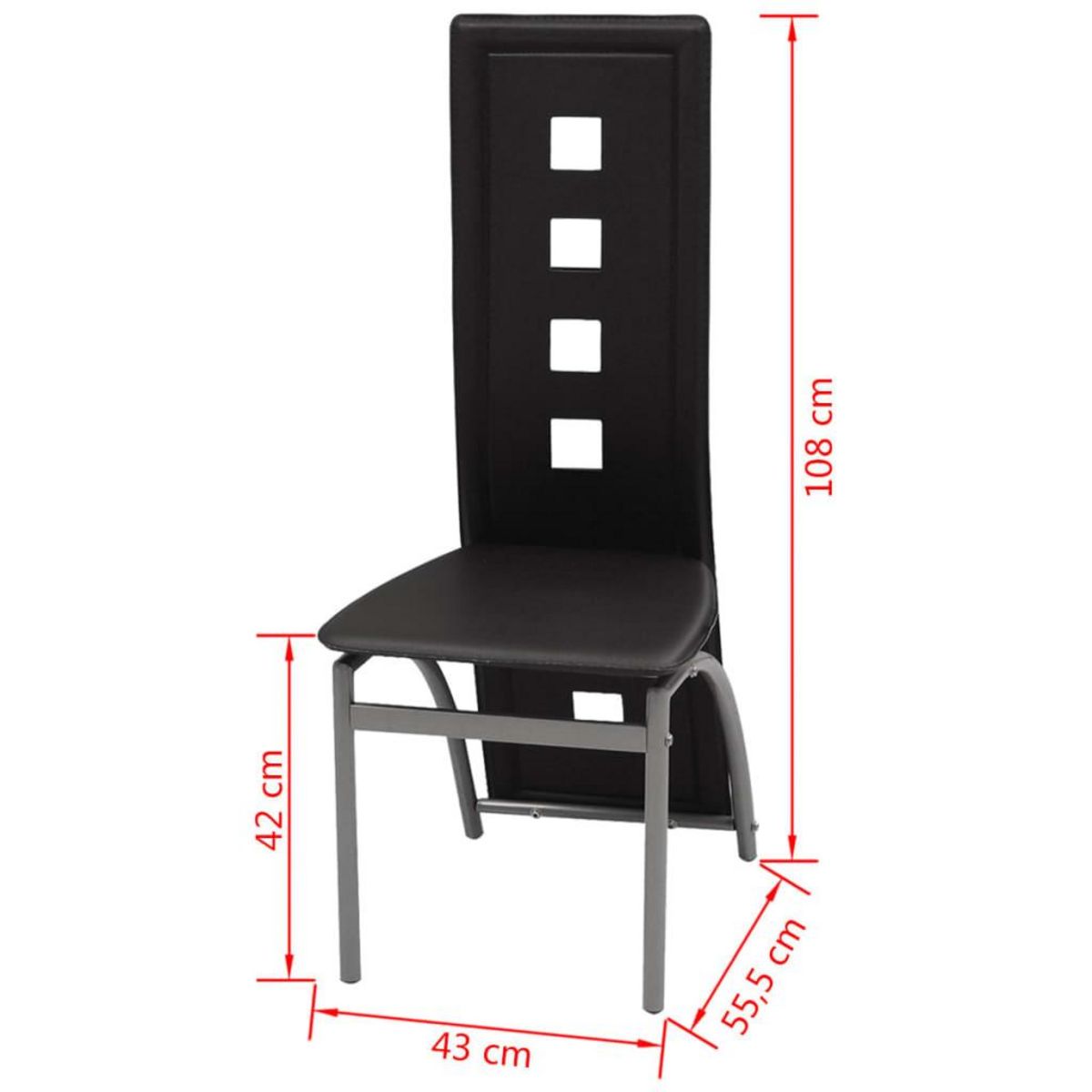 VIDAXL Chaises a manger lot de 6 noir similicuir