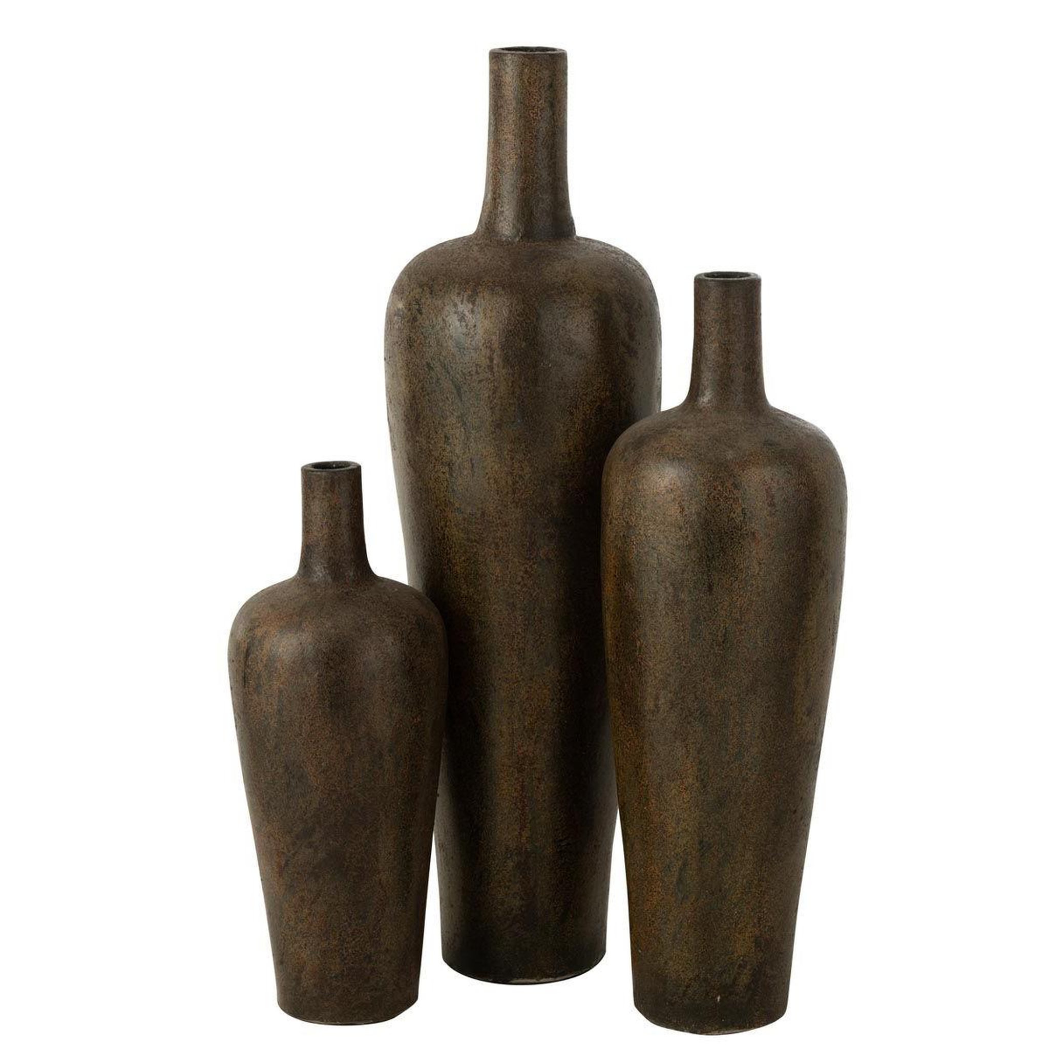 Voir la diapositive 2 : J-LINE Vase déco en ciment  victor  80cm marron