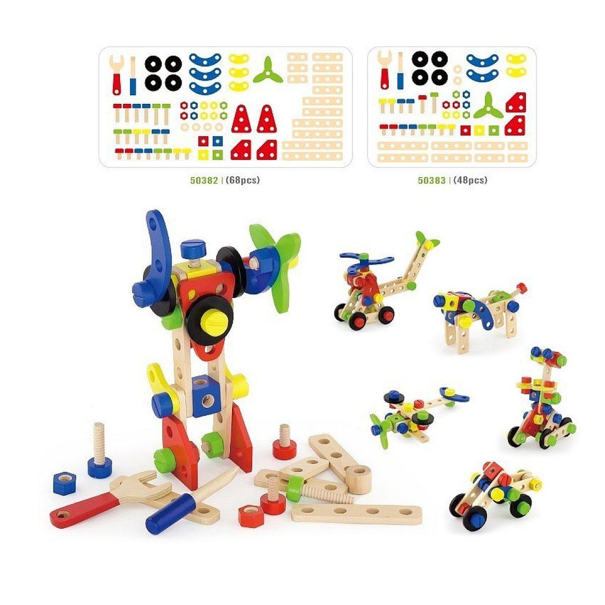 Voir la diapositive 3 : VIGA Jeu de construction  50382 - 68 pièces en bois
