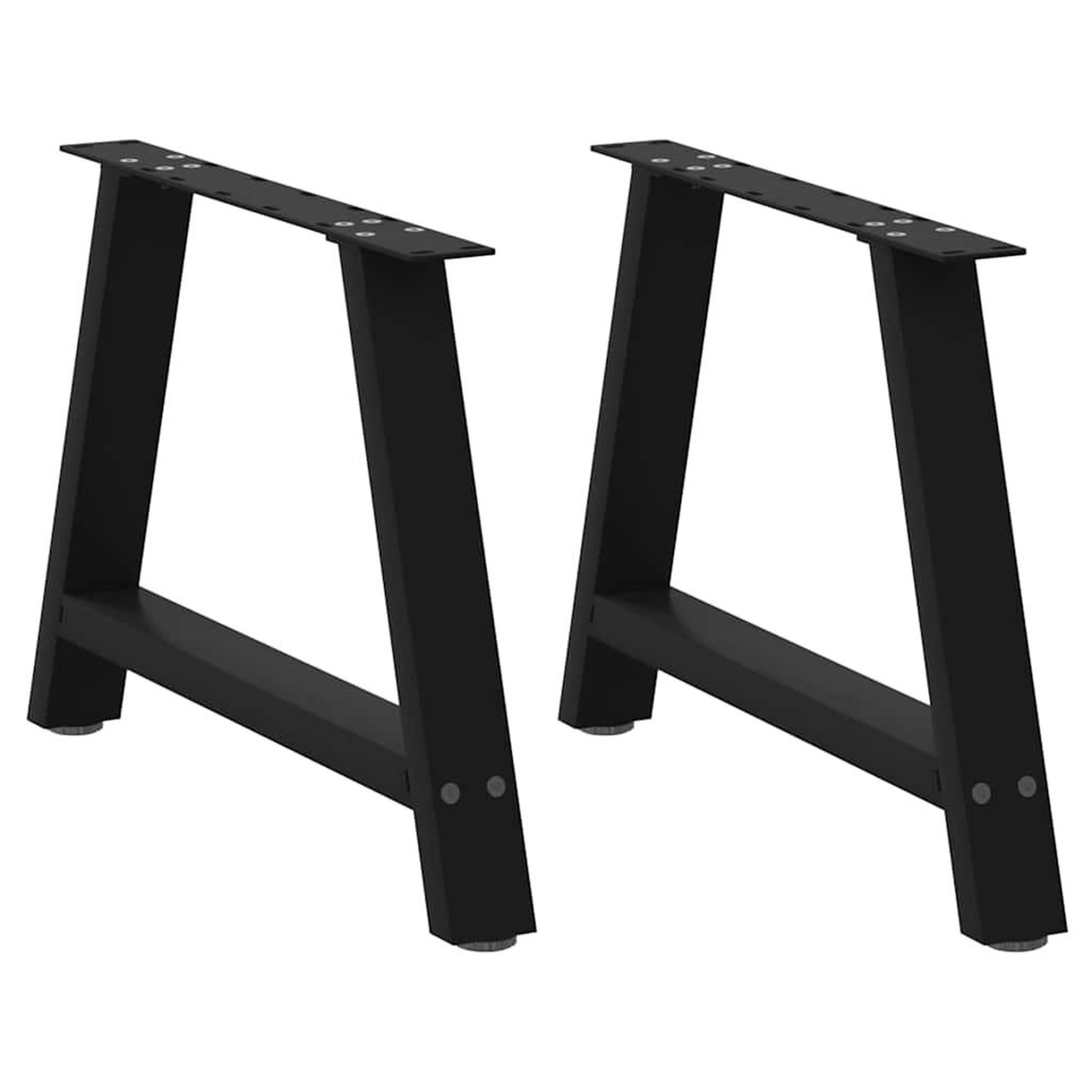 VIDAXL Pieds de table basse forme de A 2 pcs noir 60x(42-43) cm acier