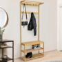 Voir la diapositive 2 : ID MARKET Vestiaire d'entrée bambou LANA portant à vêtements et chaussures