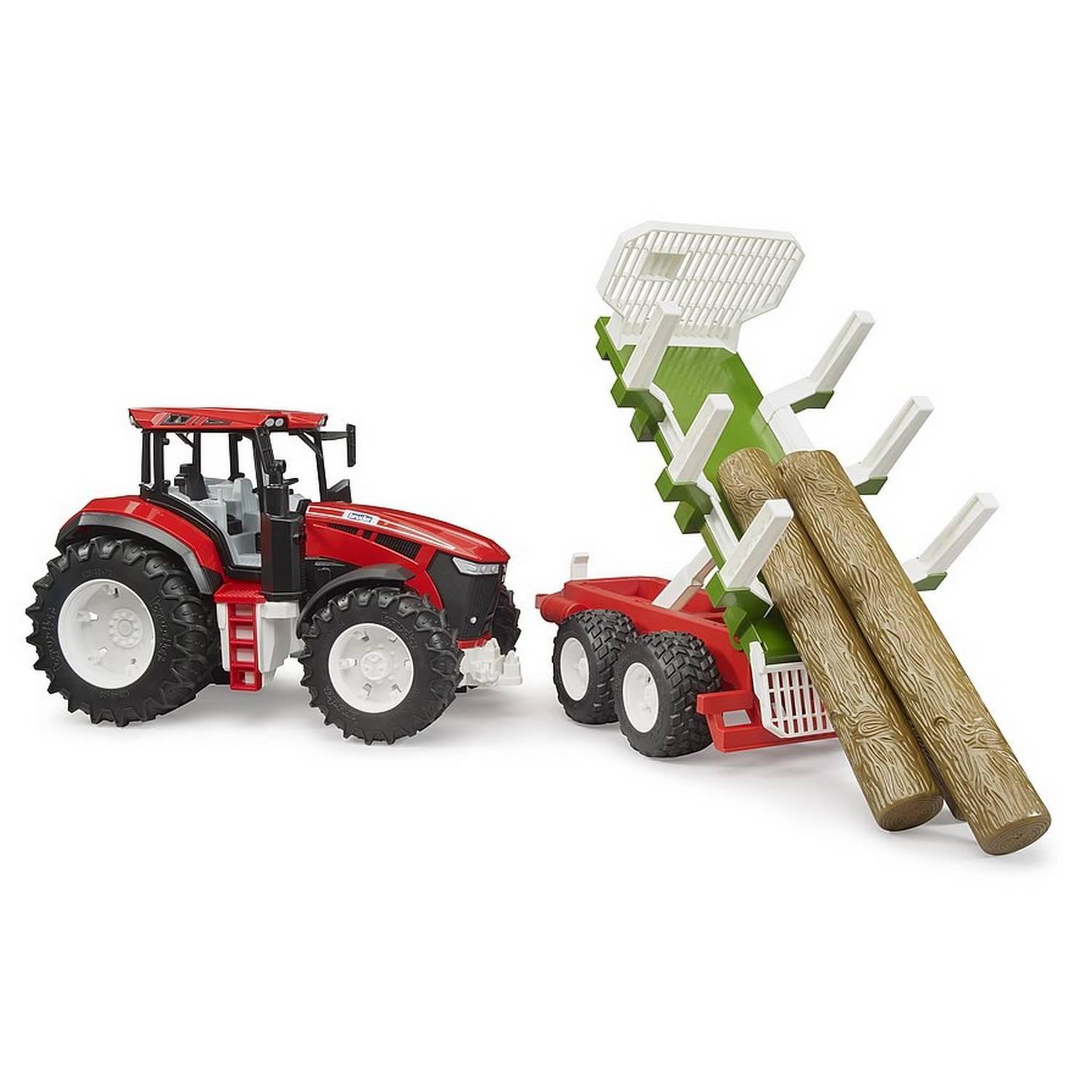 Voir la diapositive 3 : Bruder Tracteur ROADMAX avec remorque forestière et 3 troncs d'arbre