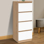 Voir la diapositive 2 : ID MARKET Meuble d'appoint 4 tiroirs TOMI 30 cm chiffonnier bois façon hêtre et blanc pour entrée salle de bain