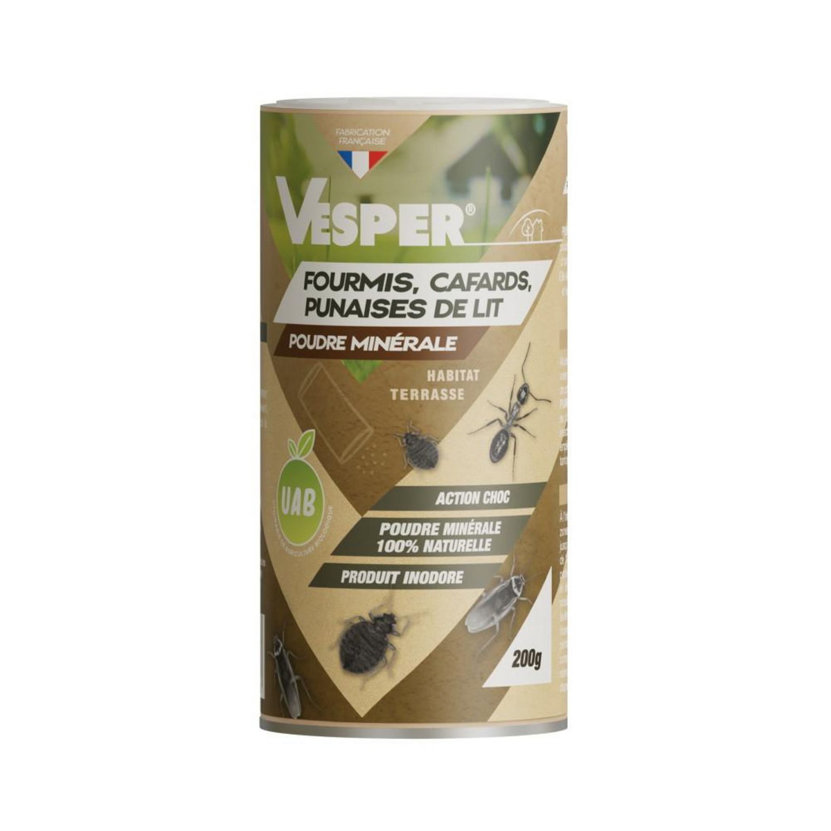 Vesper Poudre minerale fourmis/punaises/cafards 100% naturelle - 200 g - Inodore