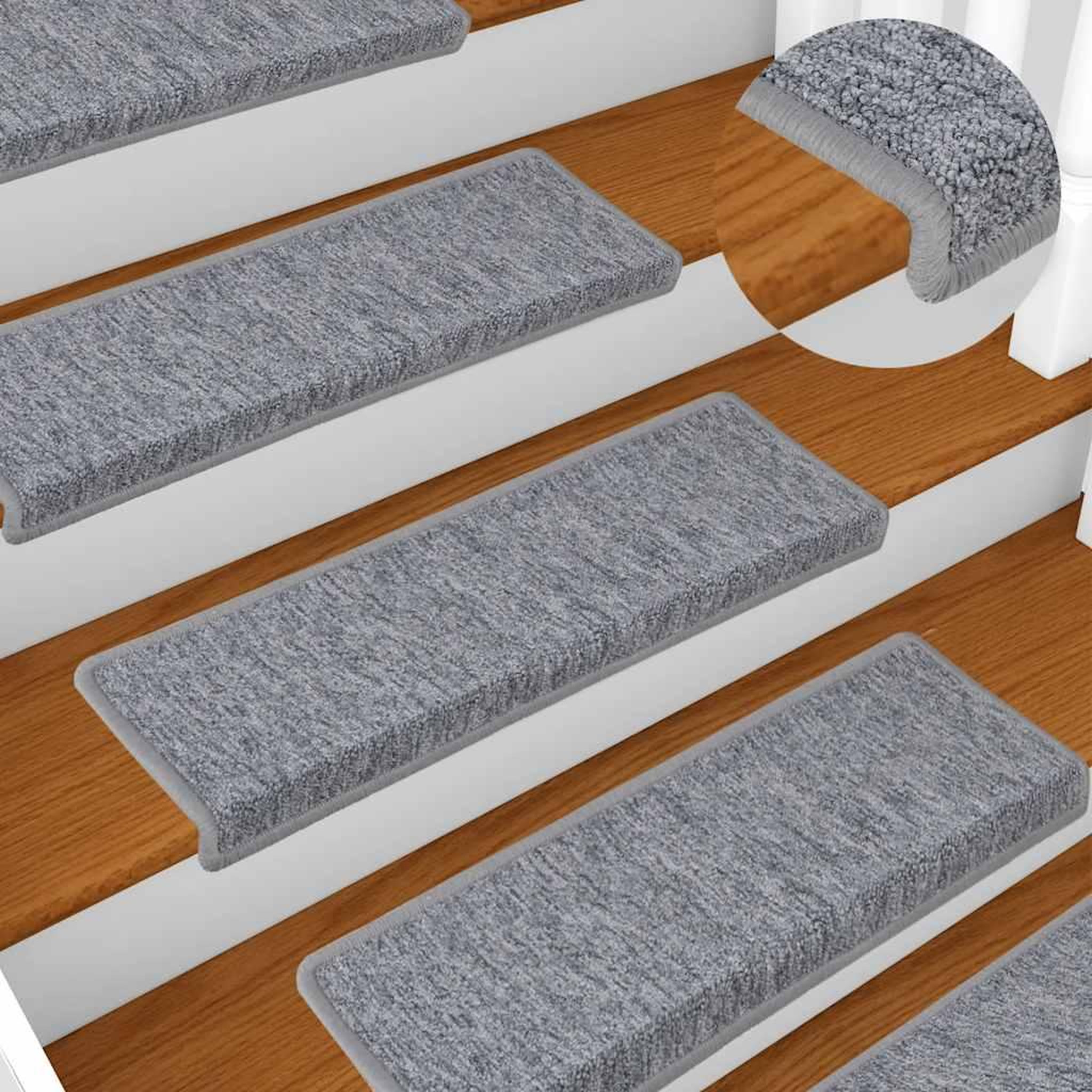 Voir la diapositive 5 : VIDAXL Tapis d'escalier 30 pcs 65x21x4 cm blanc et gris