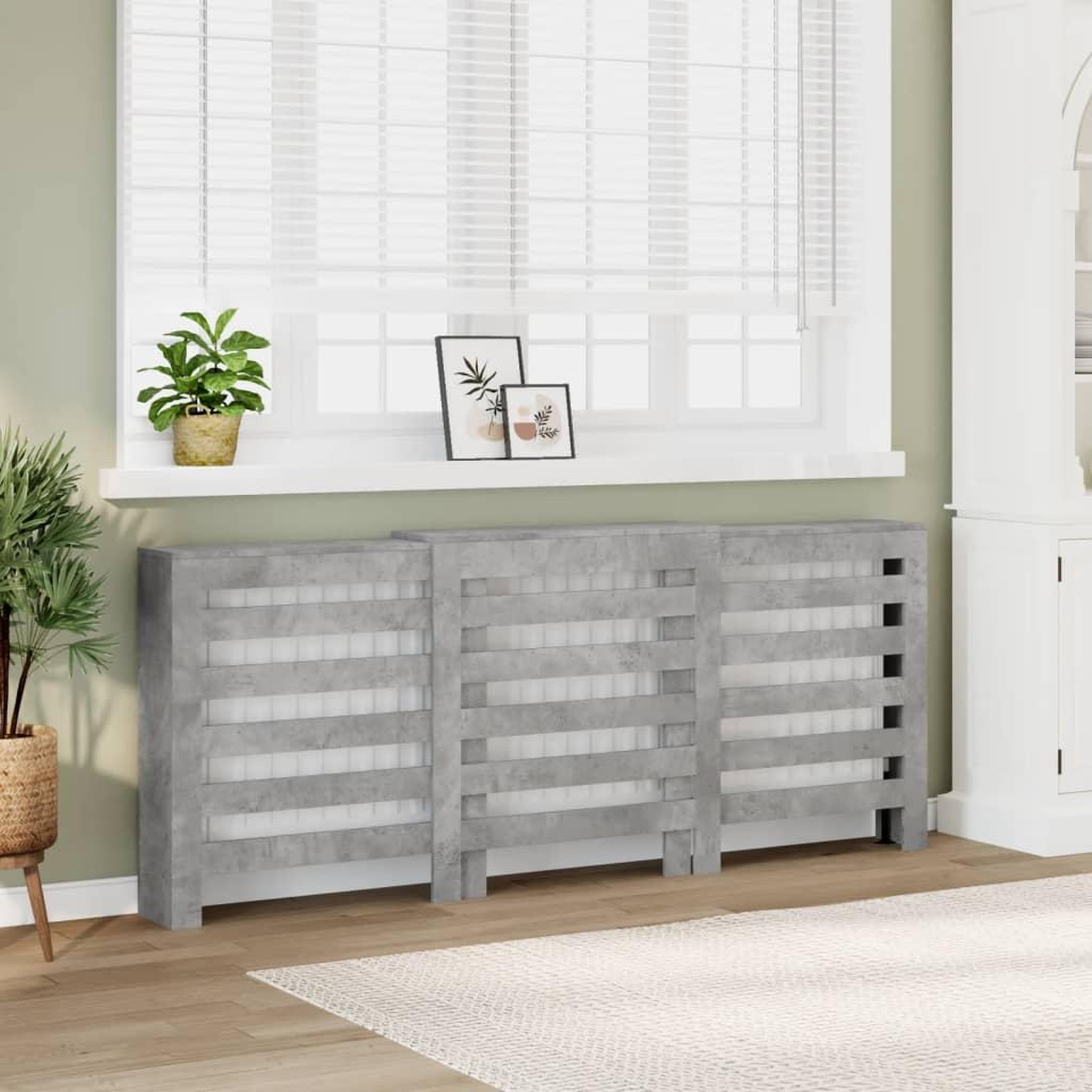 VIDAXL Cache-radiateur gris beton 205x21,5x83,5 cm bois d'ingenierie