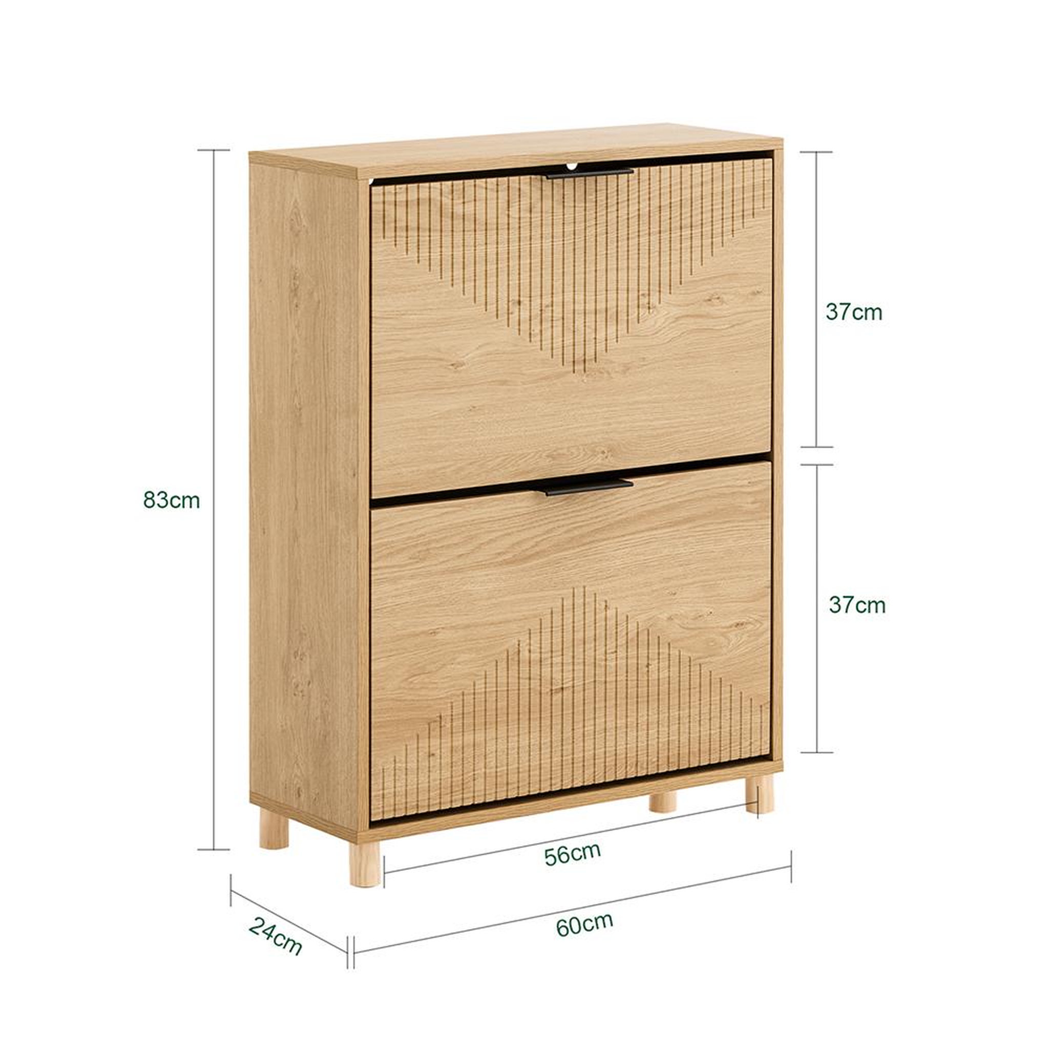 Voir la diapositive 3 : SOBUY SoBuy - Meuble À Chaussures 2 portes - Chêne Clair - 60x24x83cm - Nordique - FSR200-II-N