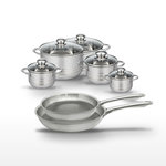 ELO Lot de 2 poêles 24/28cm Elo Relief Passion et 5 faitouts Elo Brillant