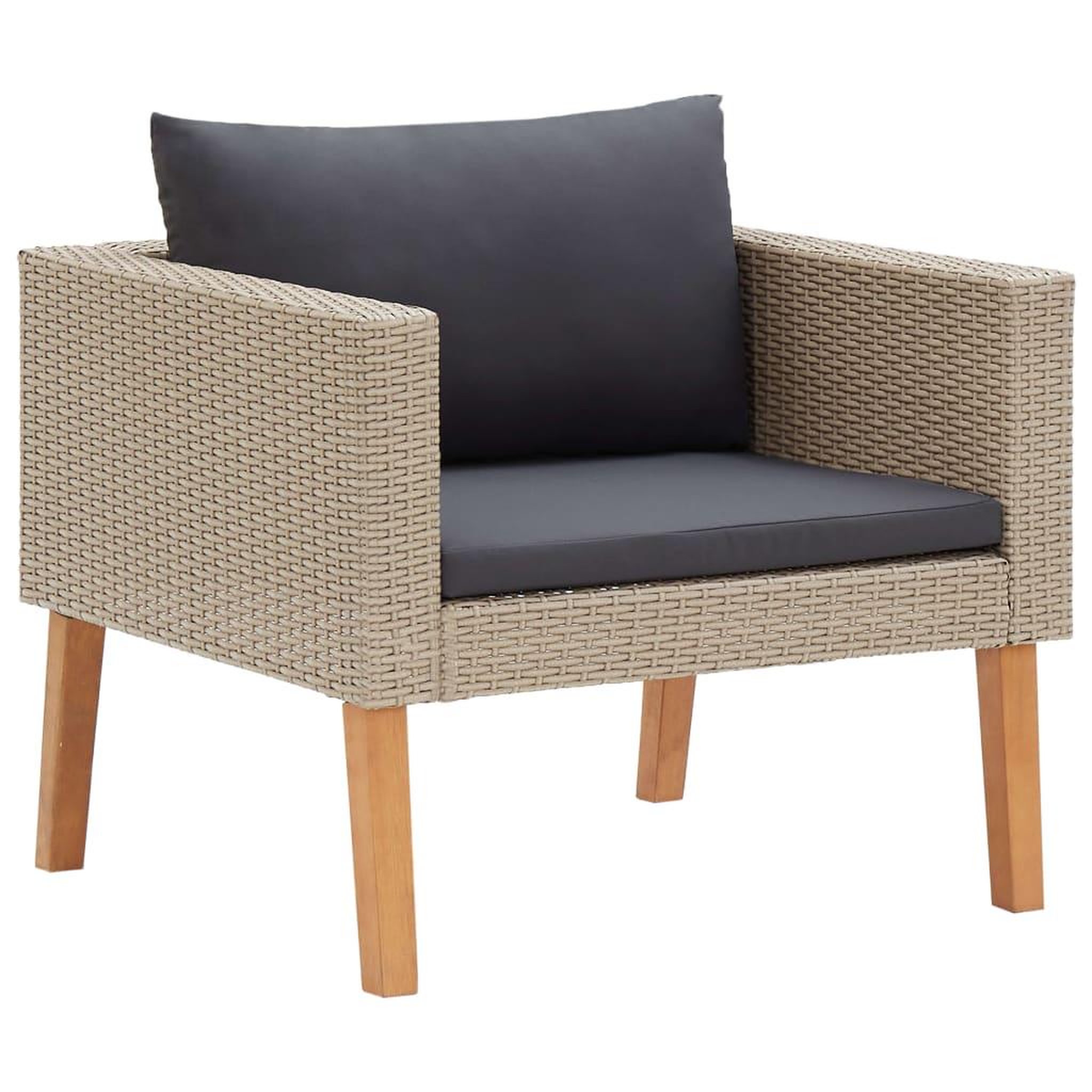 Voir la diapositive 3 : VIDAXL Salon de jardin 5 pcs avec coussins Resine tressee Beige