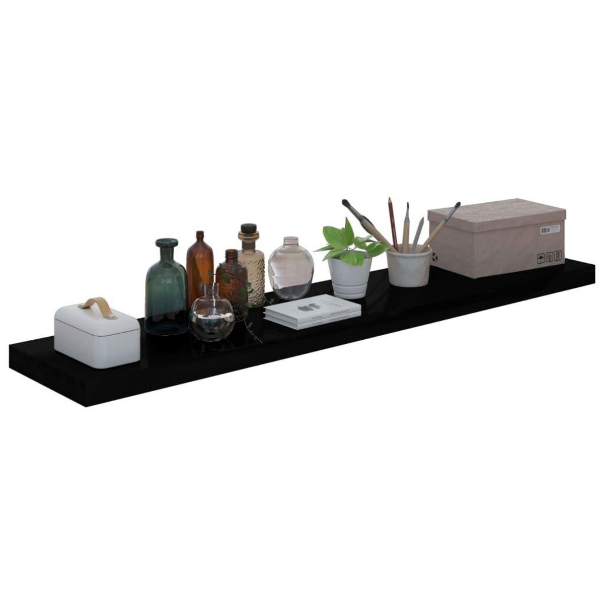 VIDAXL Etagere murale flottante 4 pcs Noir brillant 120x23,5x3,8cm MDF