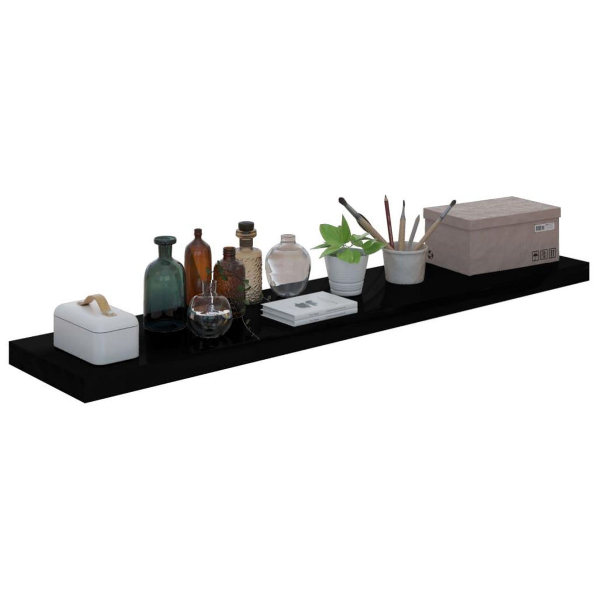 VIDAXL Etagere murale flottante 4 pcs Noir brillant 120x23,5x3,8cm MDF