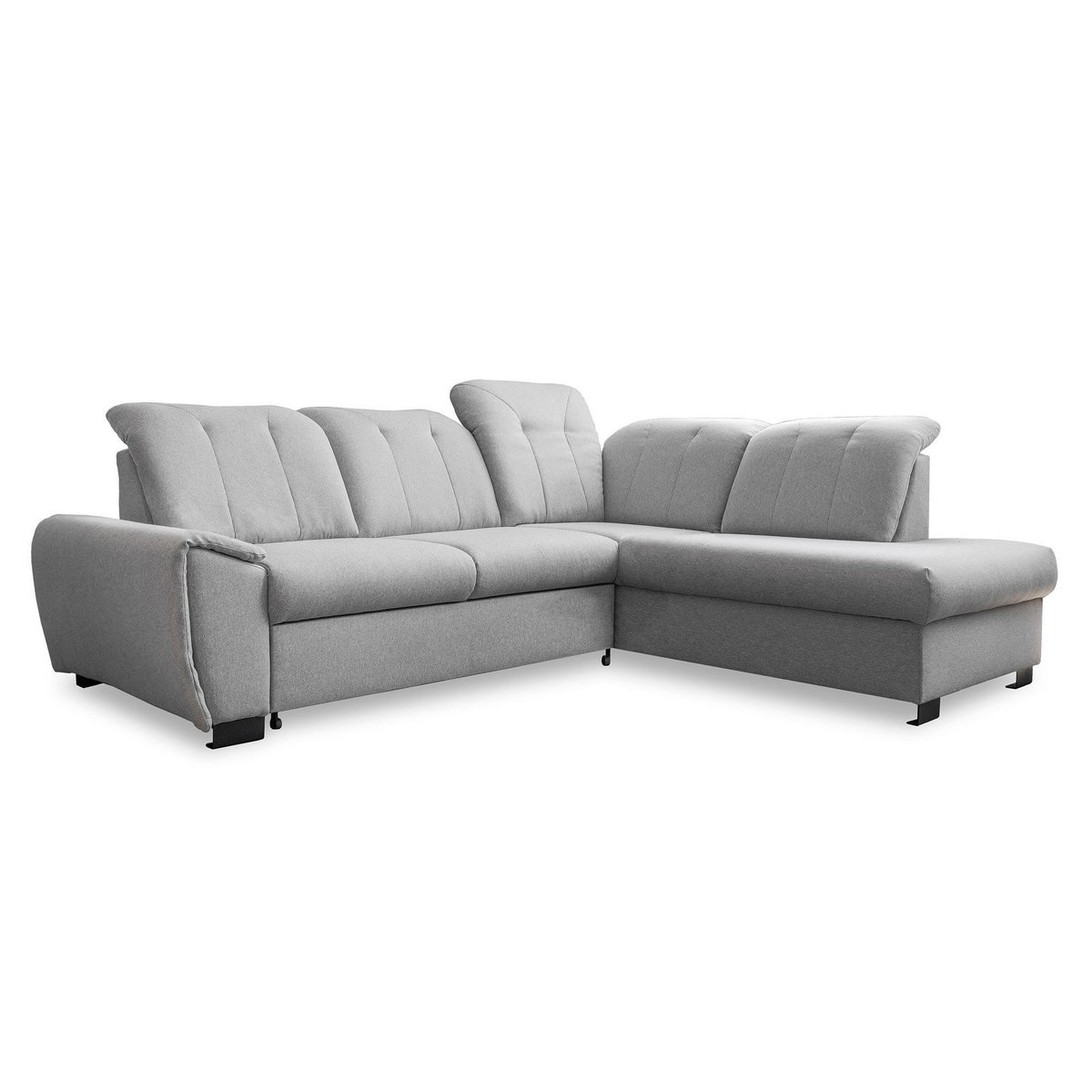 BEST MOBILIER Paul - canapé d'angle droit - 5 places - convertible avec coffre et têtières - en tissu