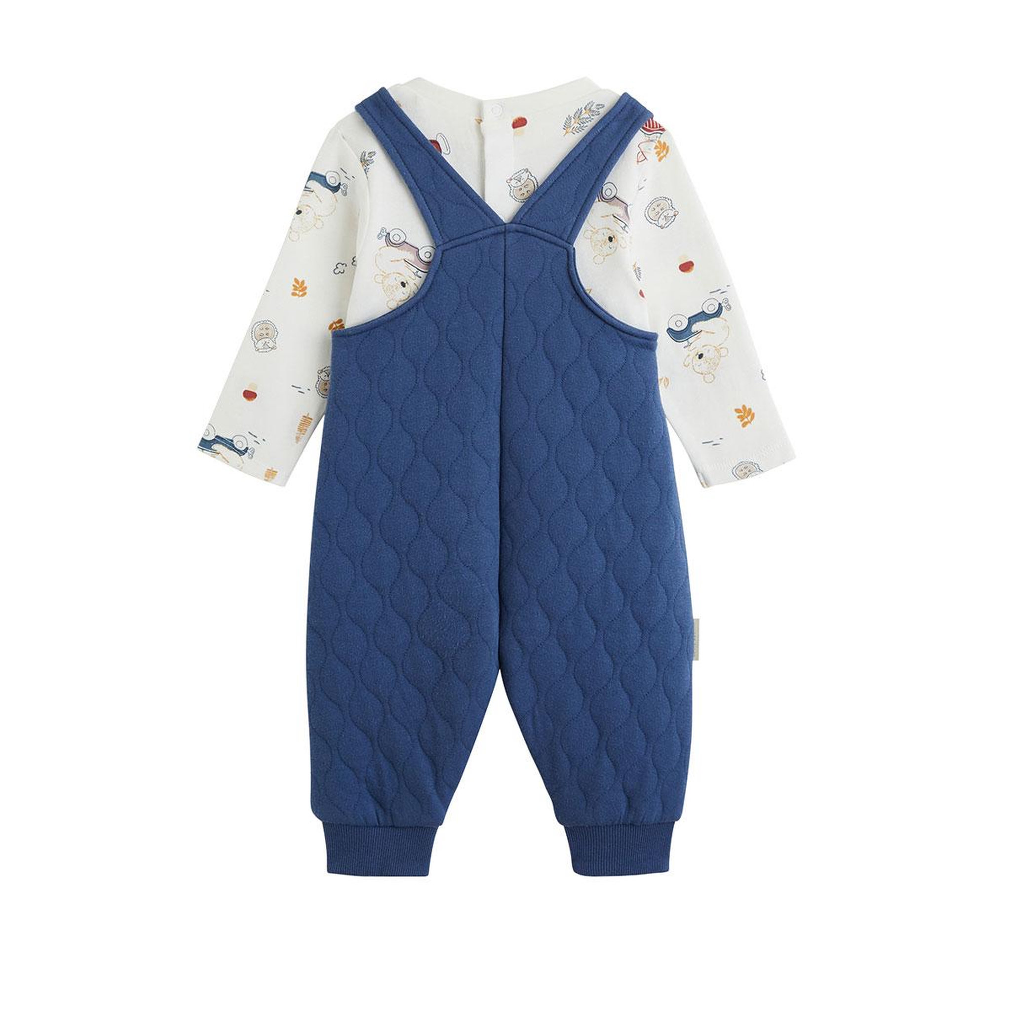 Voir la diapositive 2 : Petit Béguin Ensemble salopette bébé en coton matelassé et t-shirt emile
