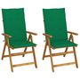 Voir la diapositive 1 : VIDAXL Chaises inclinables de jardin lot de 2 et coussins Bois acacia