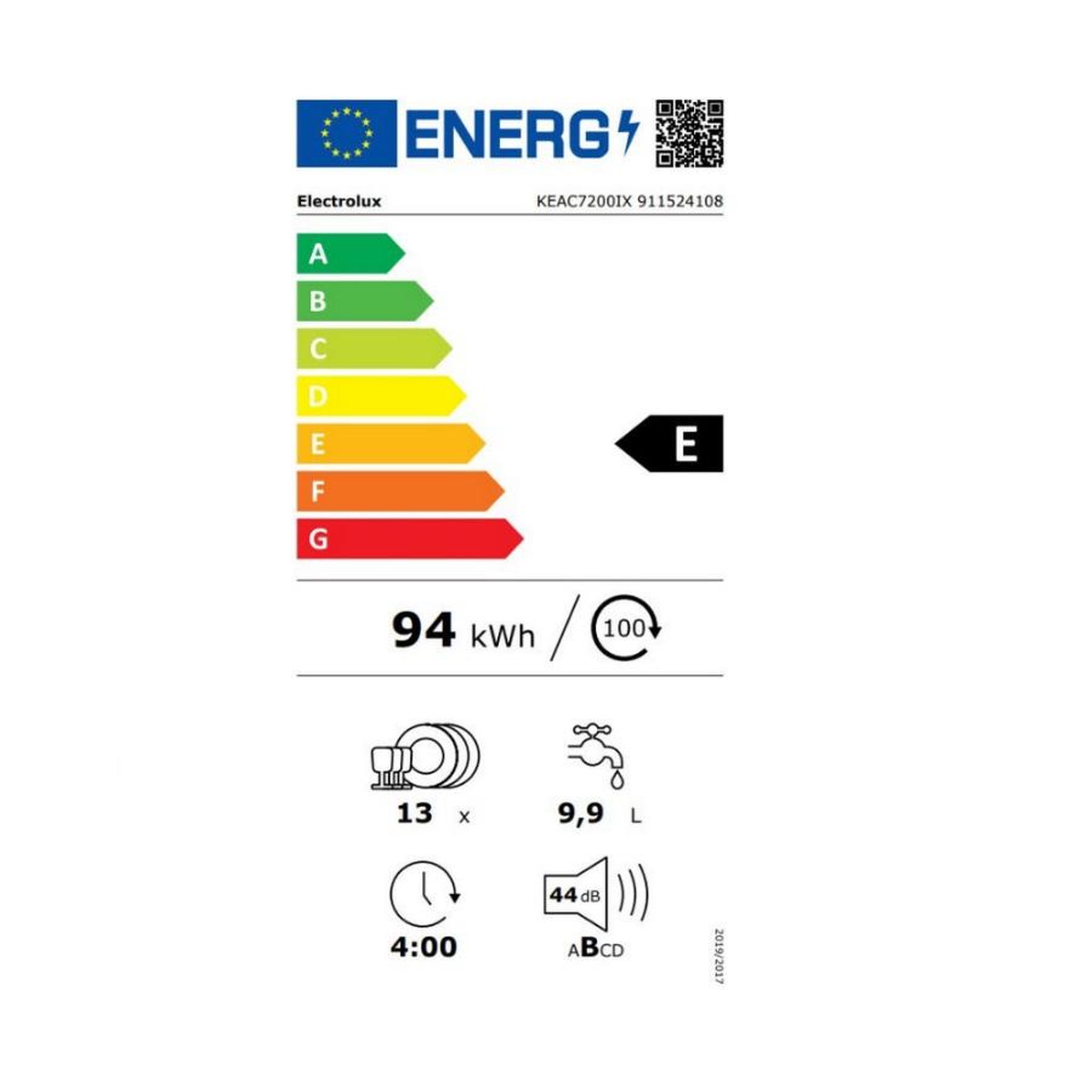Voir la diapositive 2 : ELECTROLUX Lave-vaisselle 60cm 13 couverts 44db intégrable avec bandeau - keac7200ix
