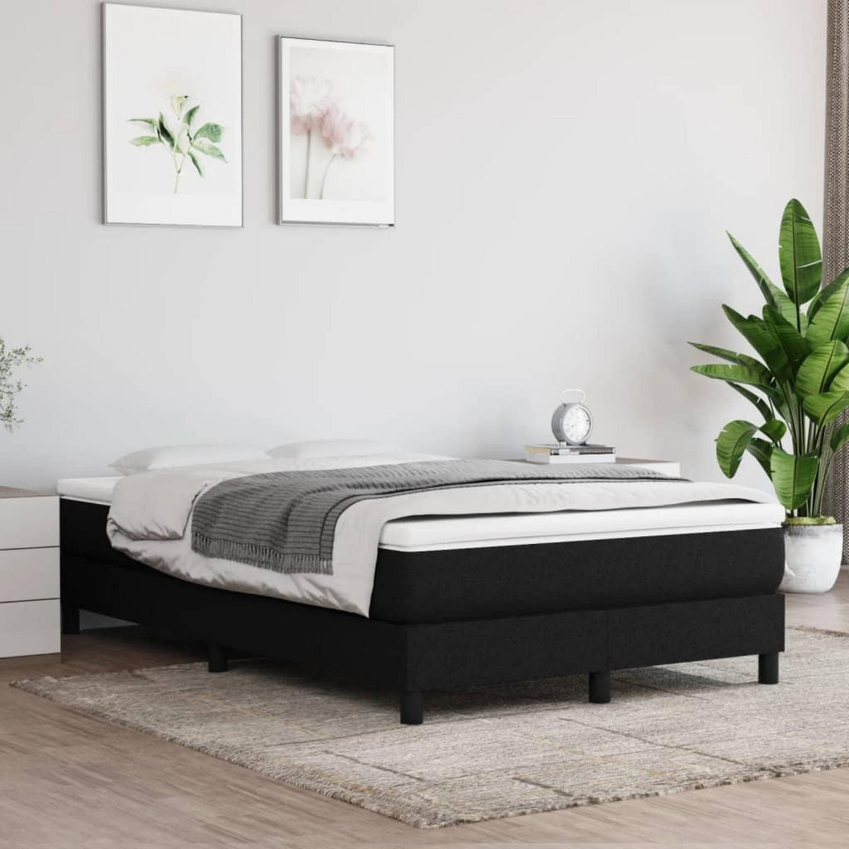 VIDAXL Matelas de lit a ressorts ensaches Noir 120x200x20 cm Tissu