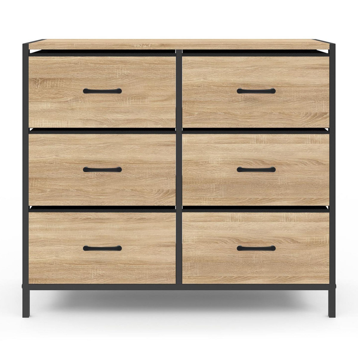 ID MARKET Commode 6 tiroirs en tissu UTAH 80 cm meuble de rangement design industriel