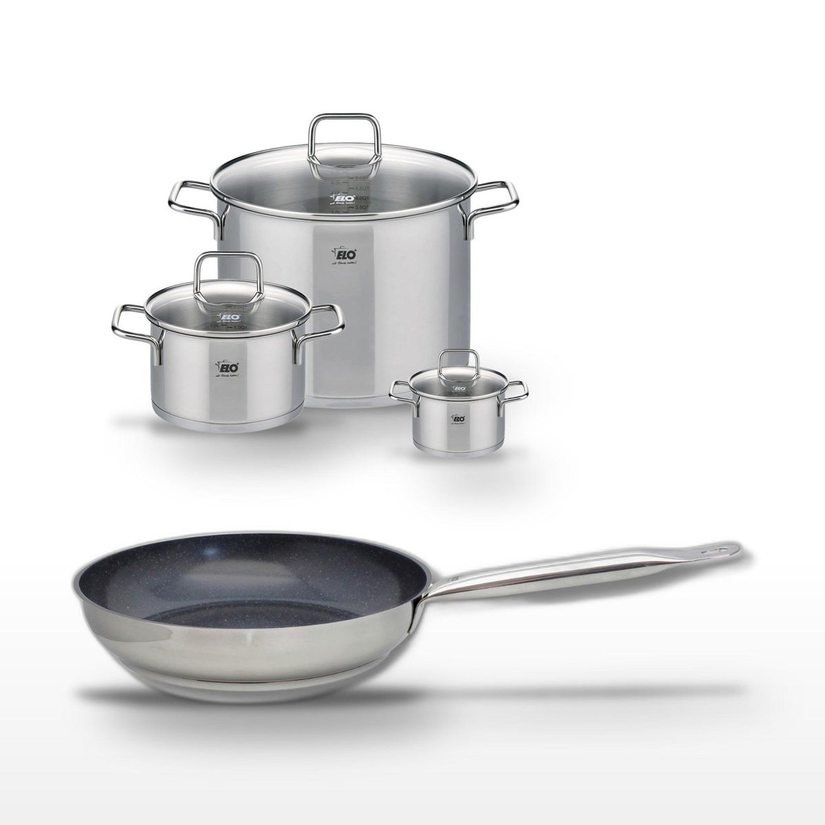 ELO Lot Poêle 24 cm Elo Profi Therm Platinum & 3 Faitouts Elo Citrin