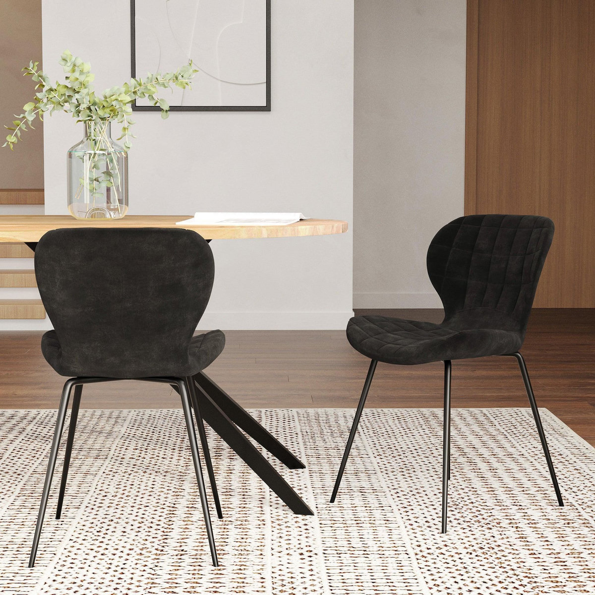 Rendez vous déco Lot de 2 chaises en velours noir-Mazzia