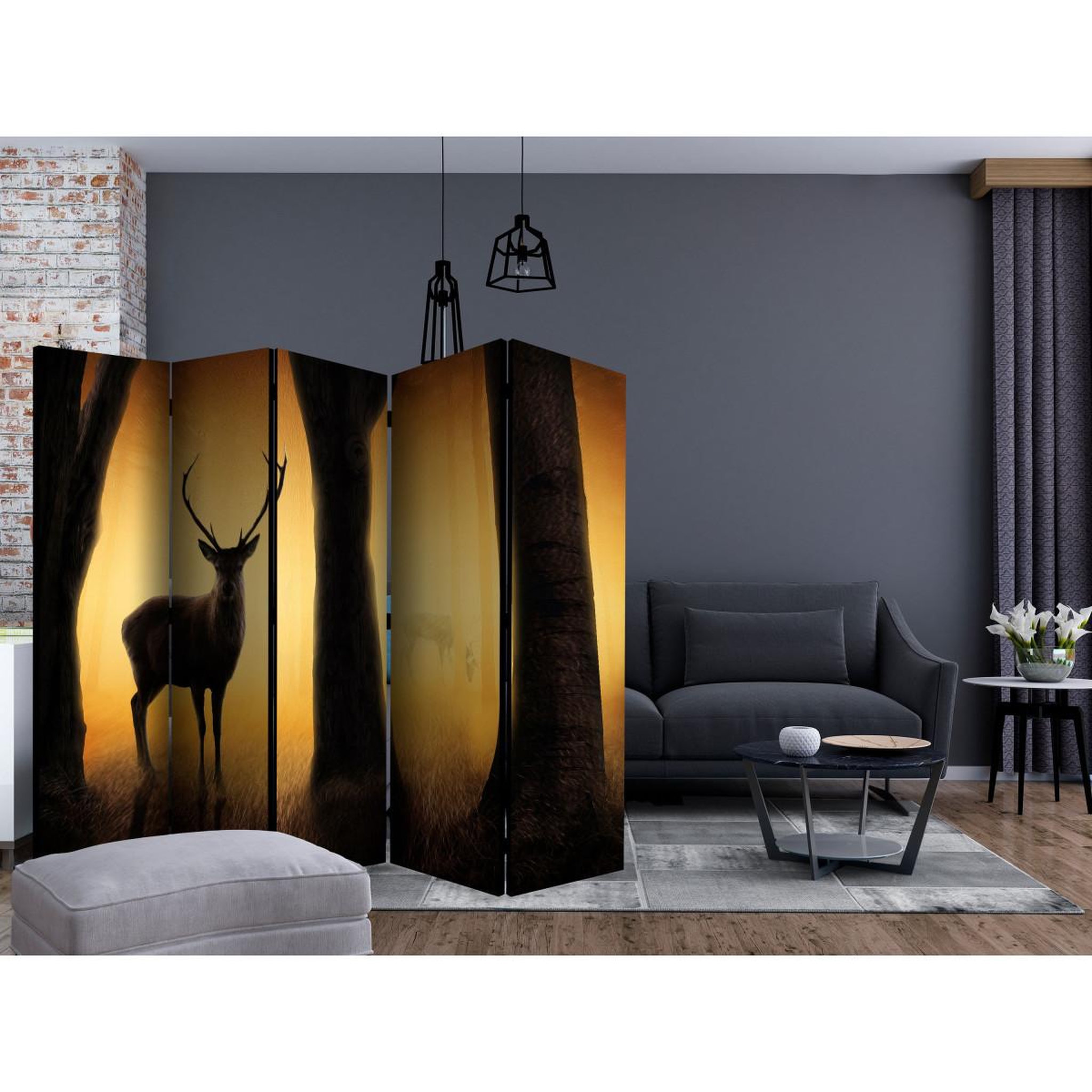 Voir la diapositive 2 : Paris Prix Paravent 5 volets  deer in his natural habitat  172x225cm