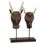 Paris Prix Statuette Déco  Crâne sur Pied  38cm Noir & Marron