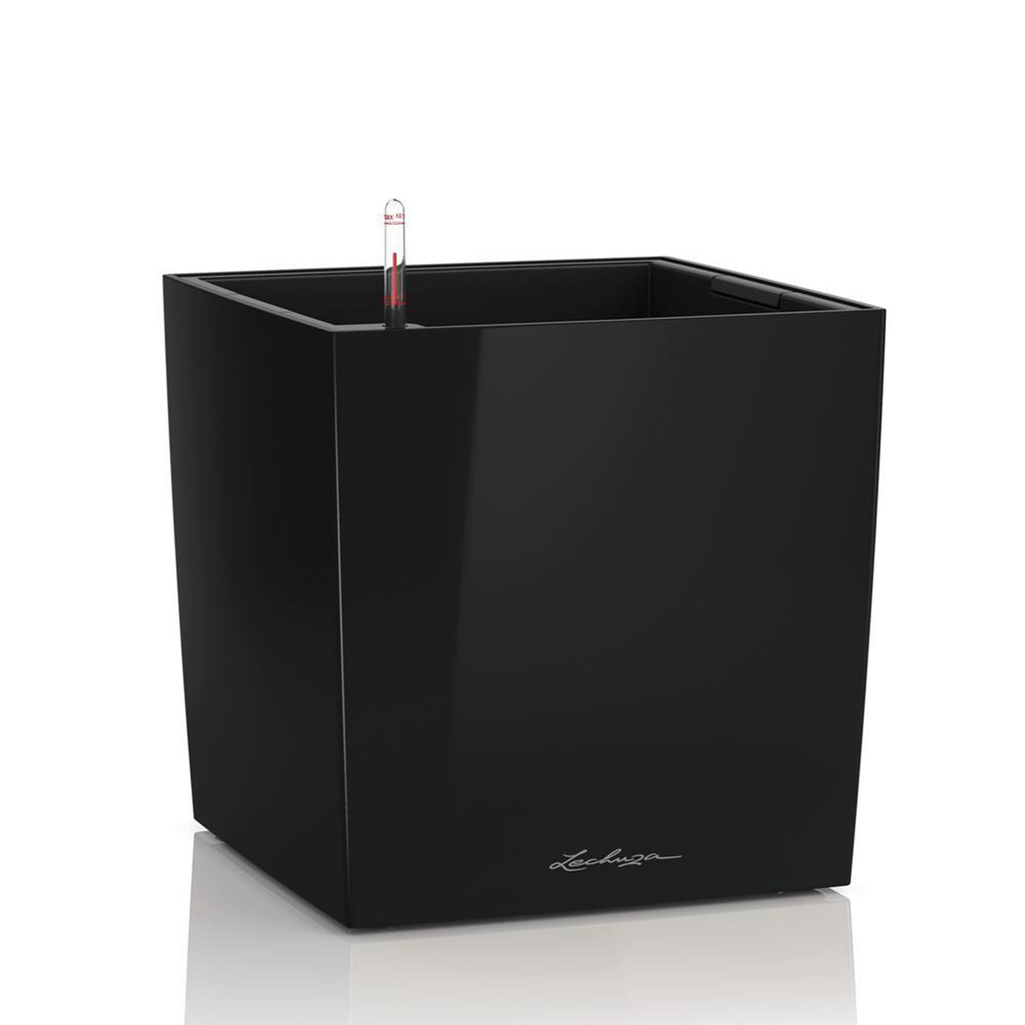 LECHUZA Cube Premium 40 - kit complet, noir brillant 40 cm