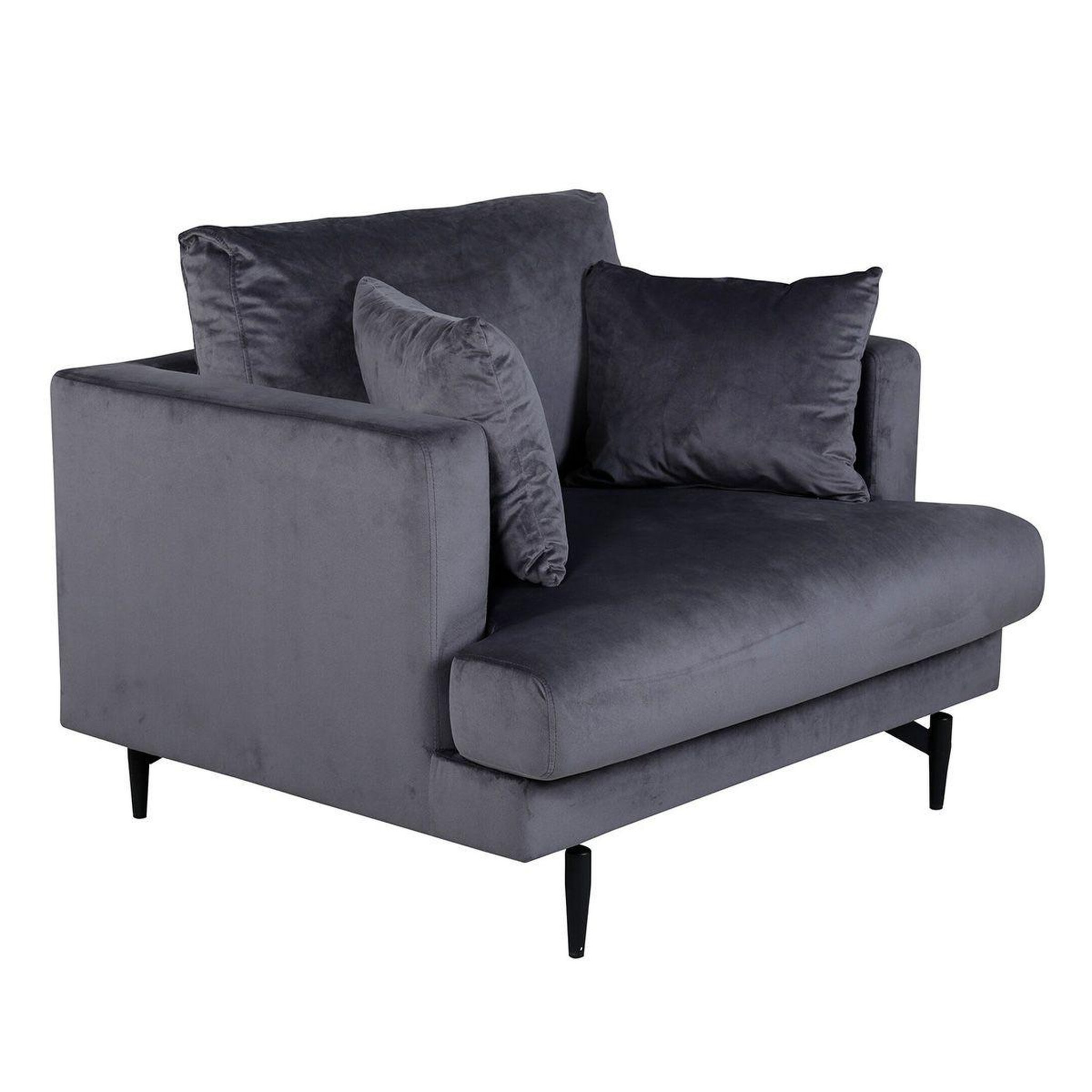 Voir la diapositive 1 : Paris Prix Fauteuil en Velours  Sofia  104cm Gris Foncé
