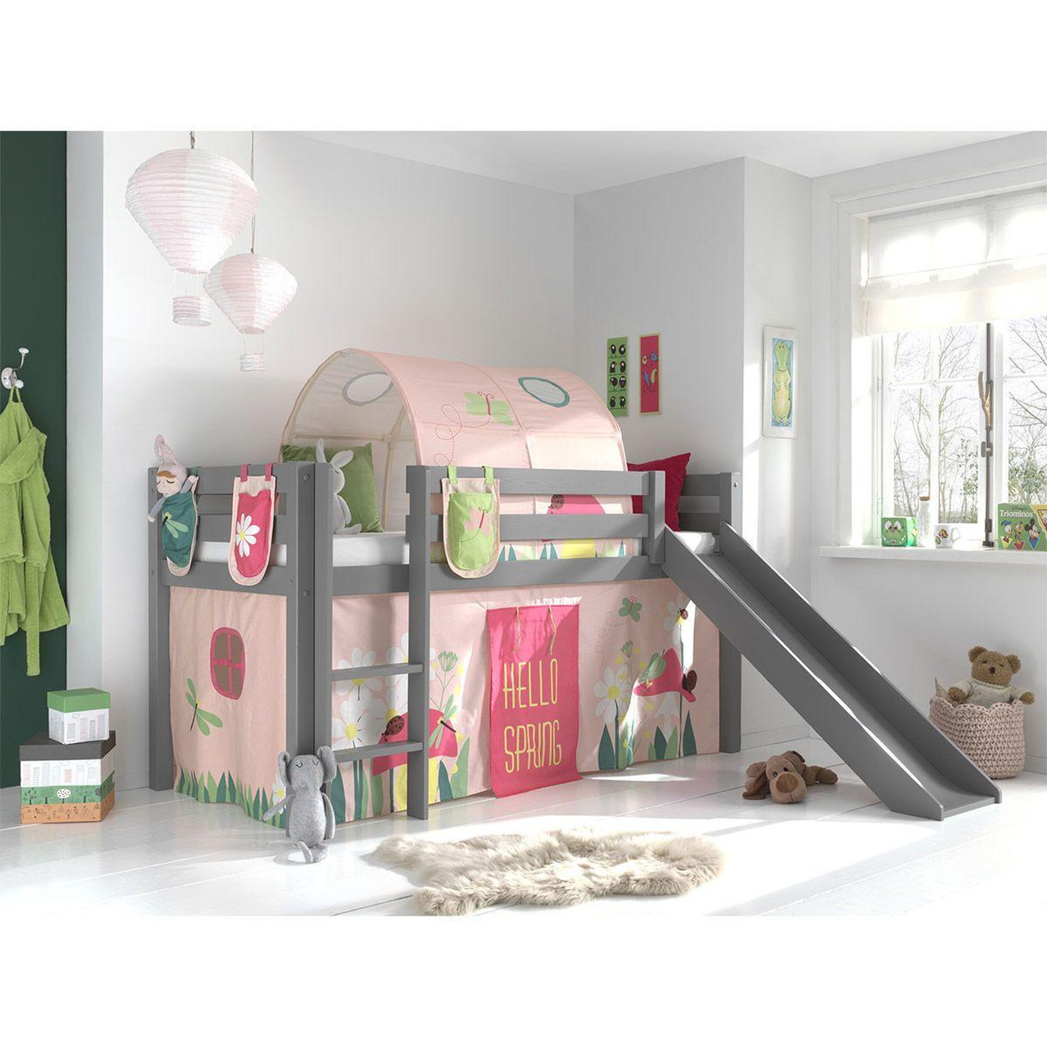 Voir la diapositive 2 : Paris Prix Pack - lit enfant, tente, 3 pochettes & tunnel  pino spring  gris