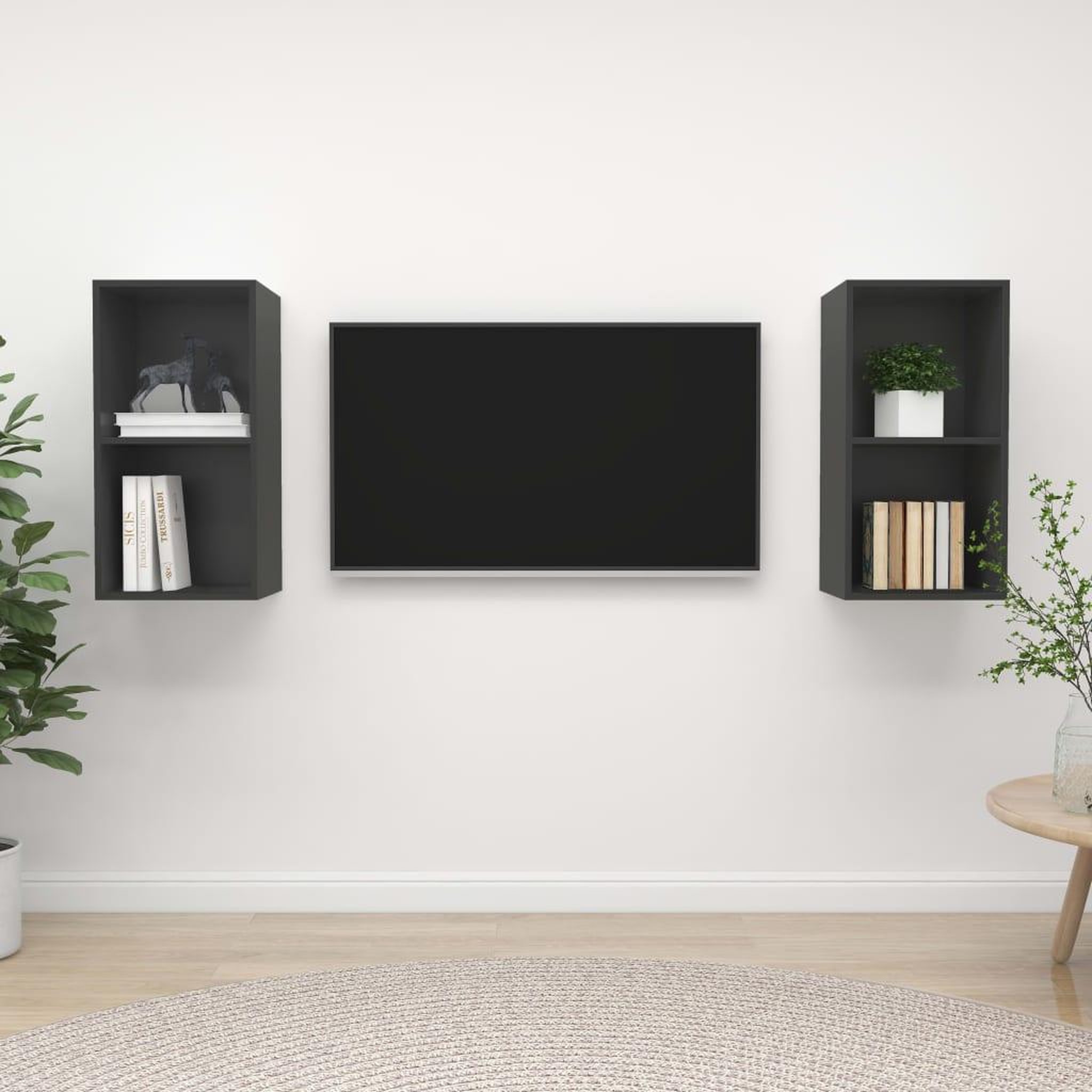 Voir la diapositive 1 : VIDAXL Meubles TV muraux 2 pcs Gris Bois d'ingenierie