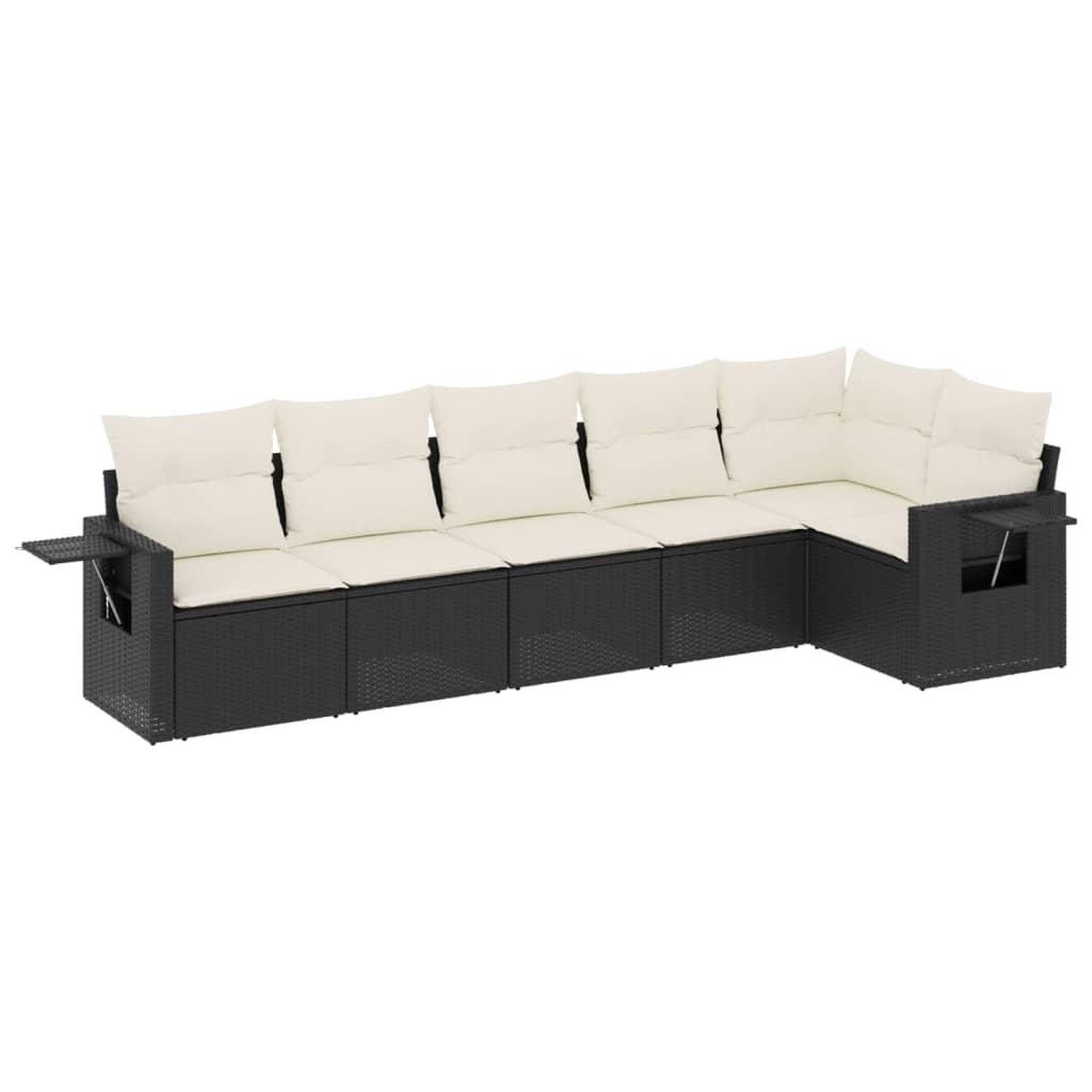 Voir la diapositive 2 : VIDAXL Salon de jardin 6 pcs avec coussins noir resine tressee